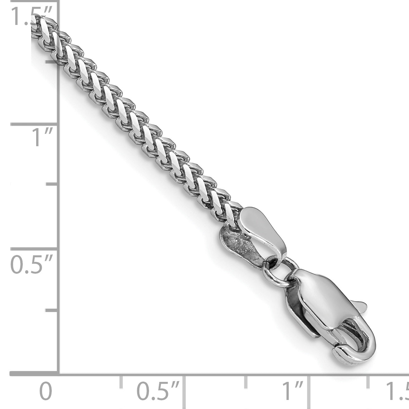 14K White Gold 7 Inch 2mm Franco With Lobster Clasp Bracelet