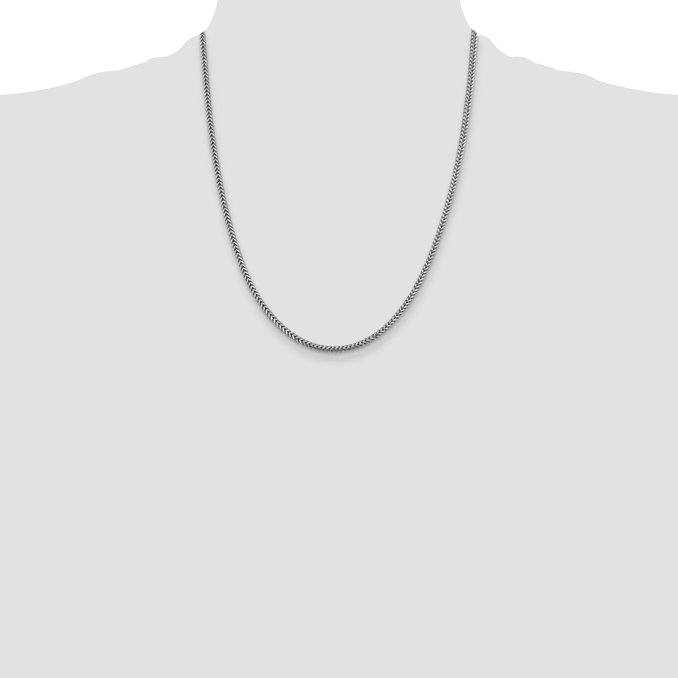 14K White Gold 22 Inch 2.3mm Franco With Lobster Clasp Chain Necklace