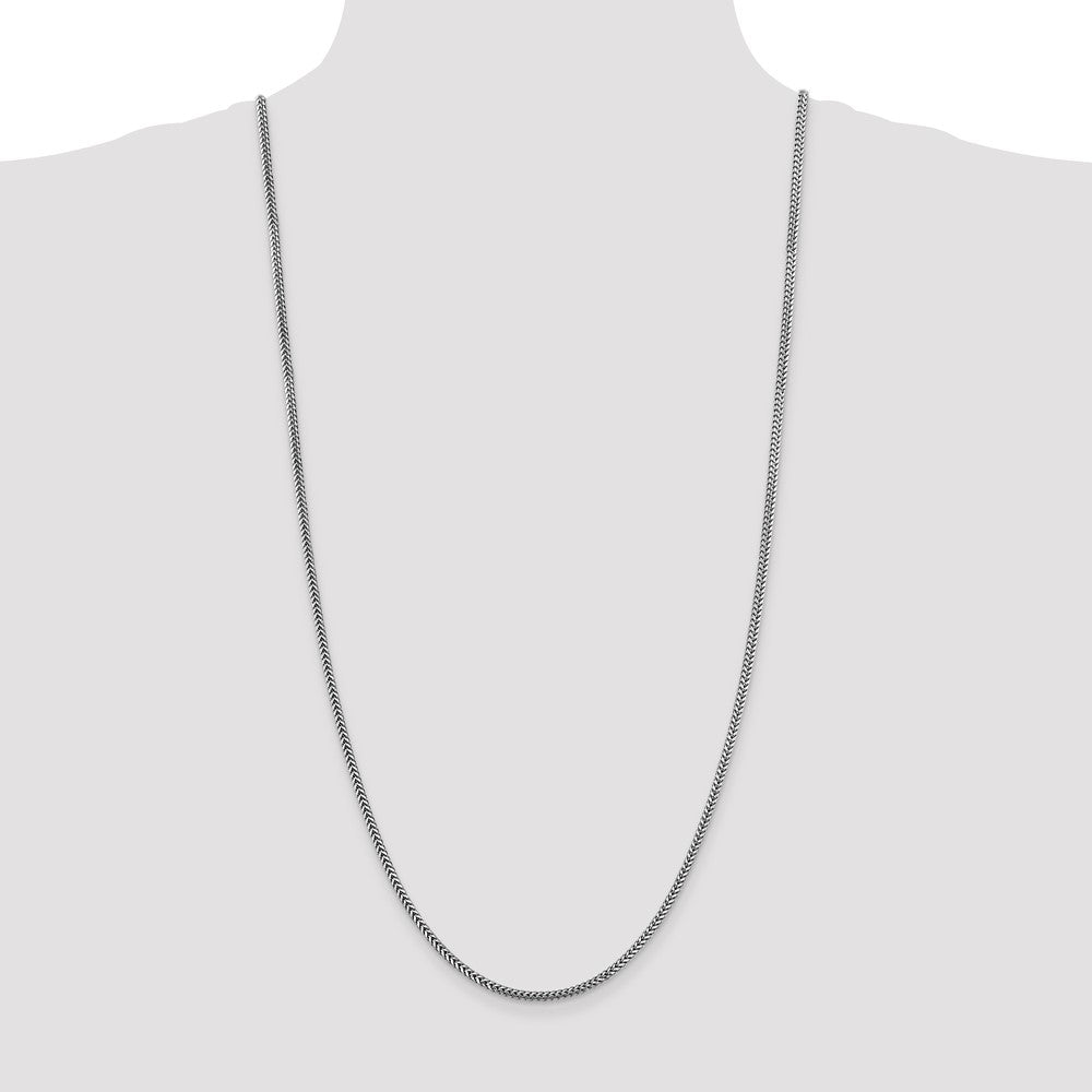 14K White Gold 30 Inch 2.3mm Franco With Lobster Clasp Chain Necklace