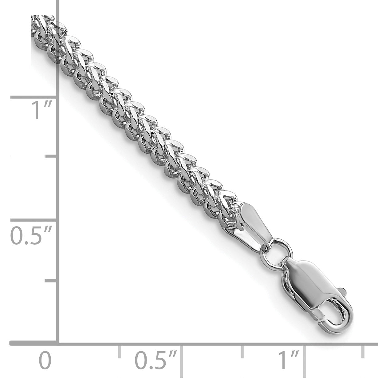 14K White Gold 8 Inch 2.3mm Franco With Lobster Clasp Bracelet