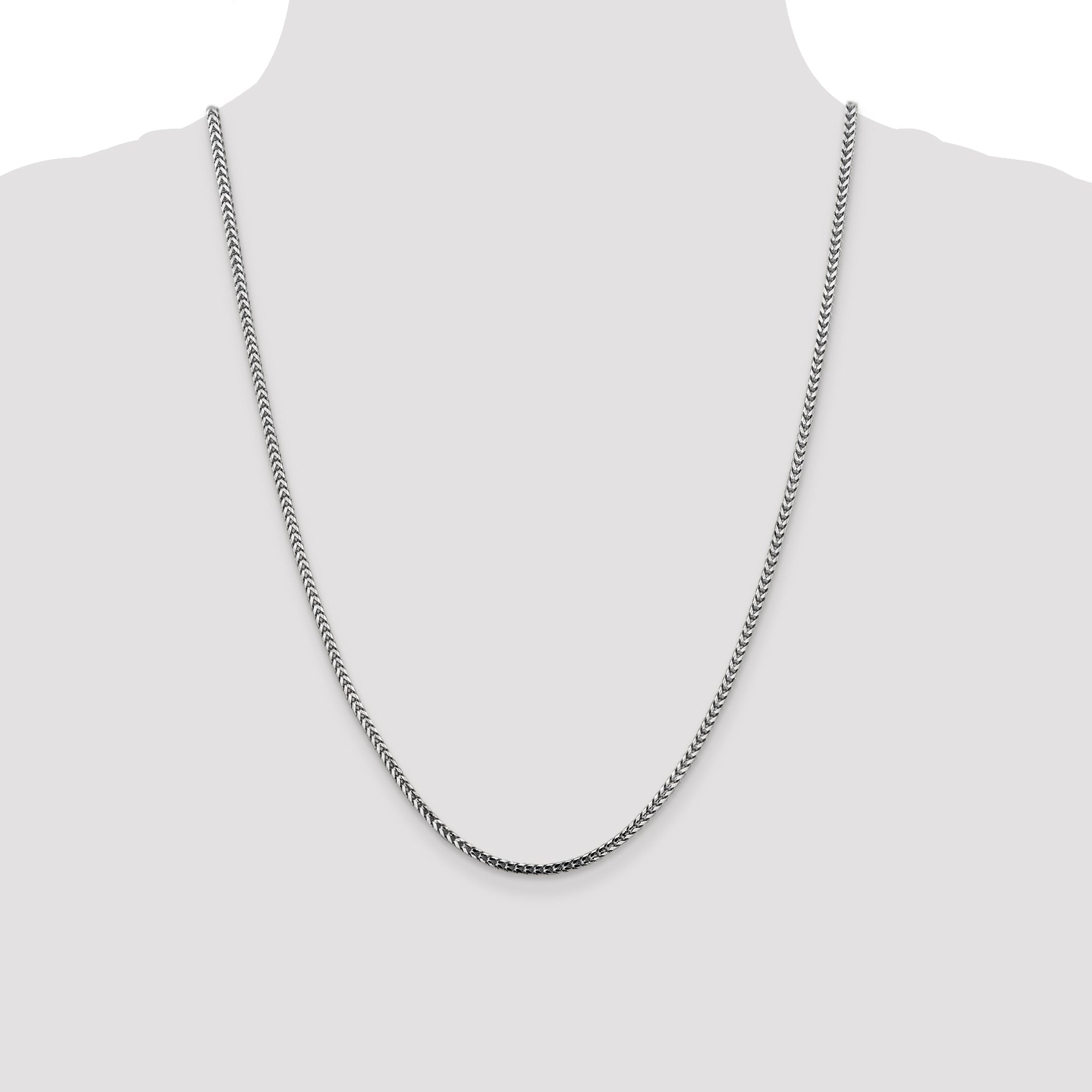 14K White Gold 24 Inch 2.5mm Franco With Lobster Clasp Chain Necklace