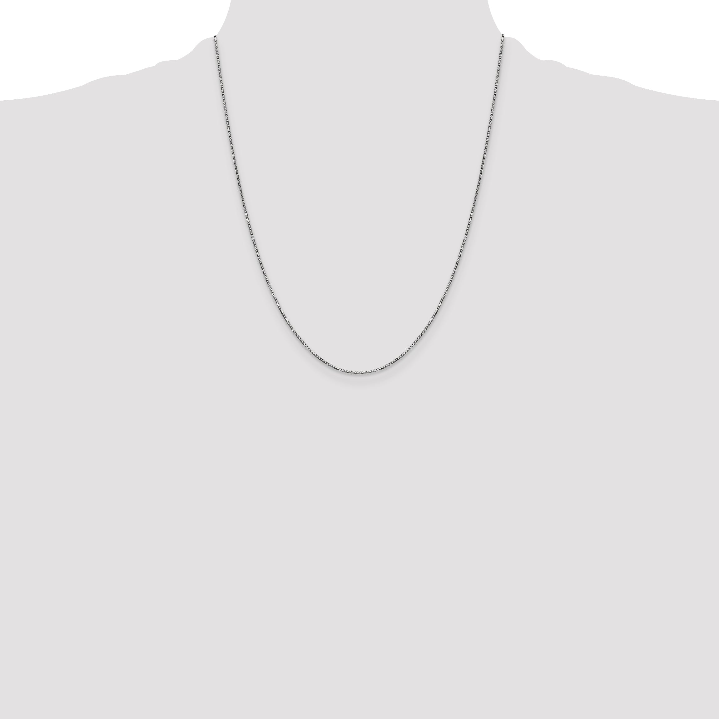 14K White Gold 22 Inch .9mm Box With Lobster Clasp Chain Necklace