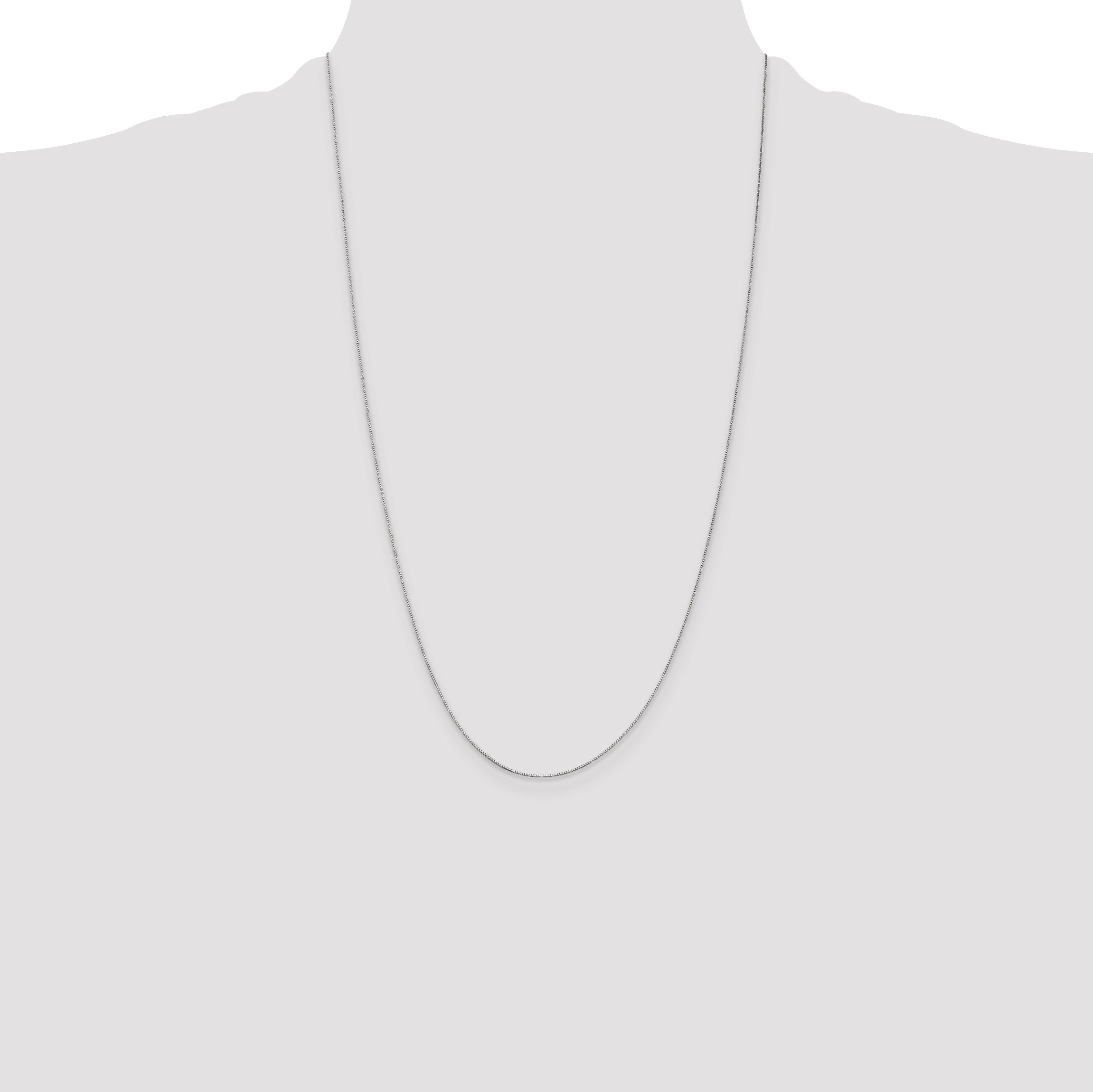 14K White Gold 26 Inch .5mm Box With Spring Ring Clasp Chain Necklace