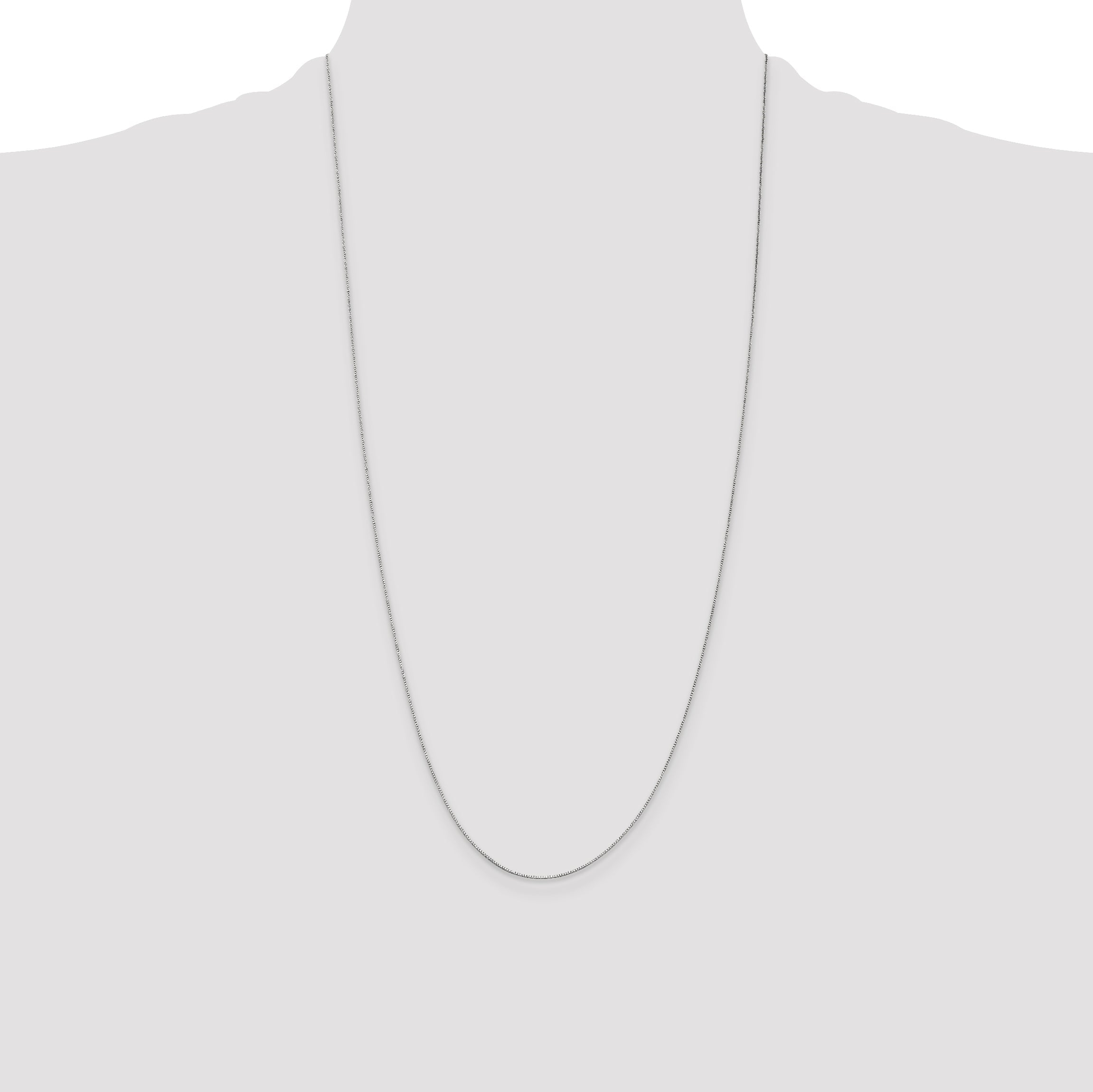 14K White Gold 28 Inch .5mm Box With Spring Ring Clasp Chain Necklace