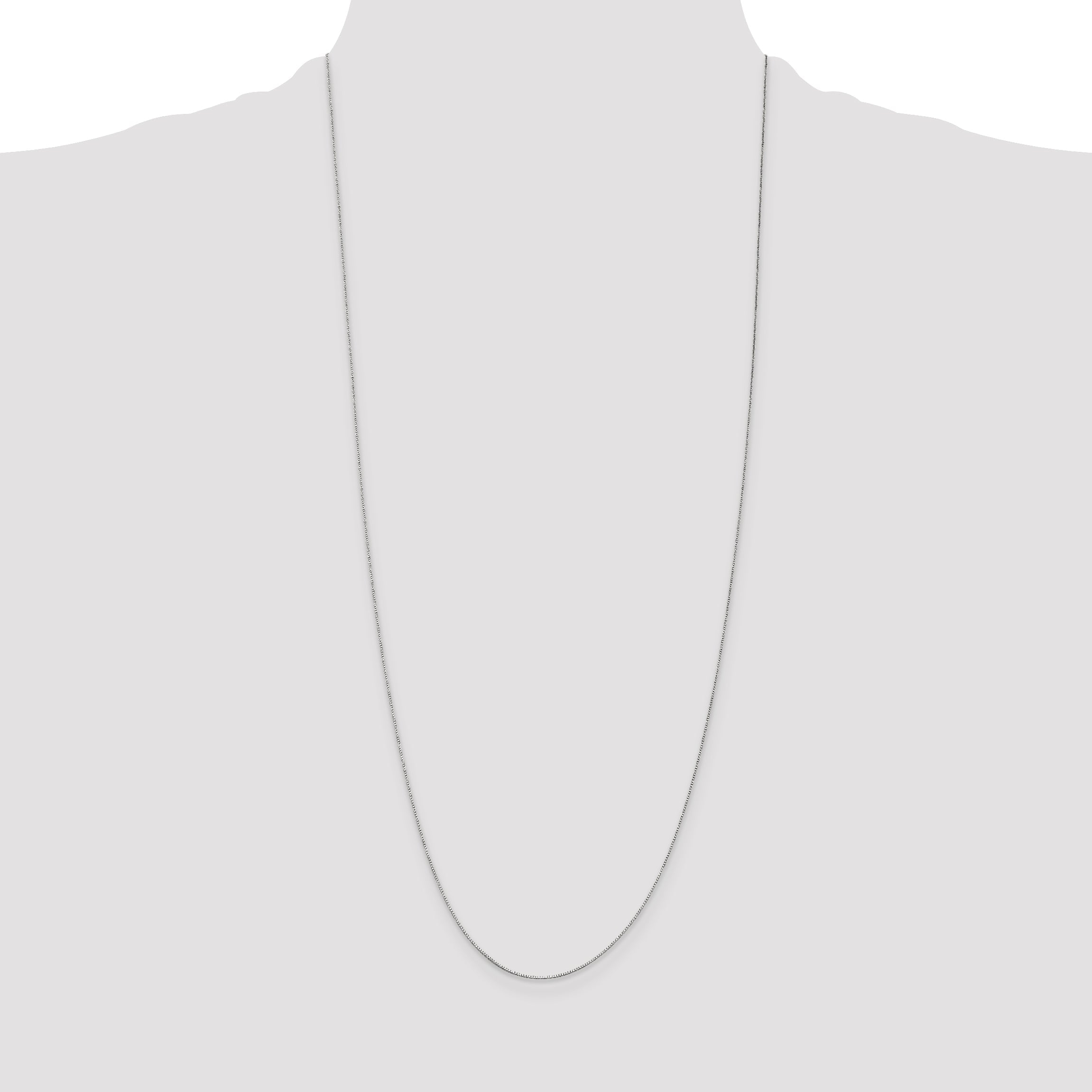 14K White Gold 30 Inch .5mm Box With Spring Ring Clasp Chain Necklace