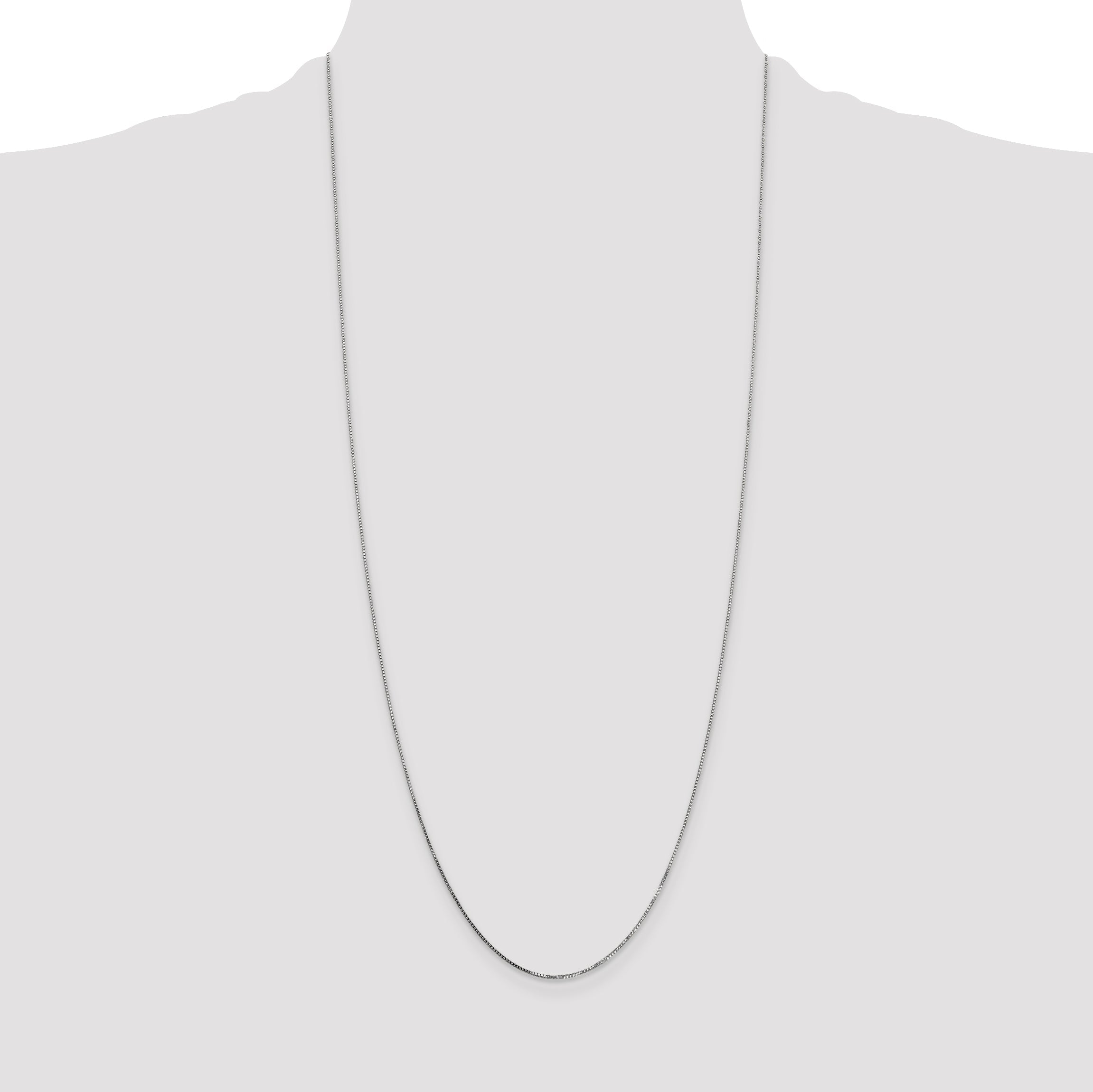 14K White Gold 30 Inch .7mm Box With Spring Ring Clasp Chain Necklace