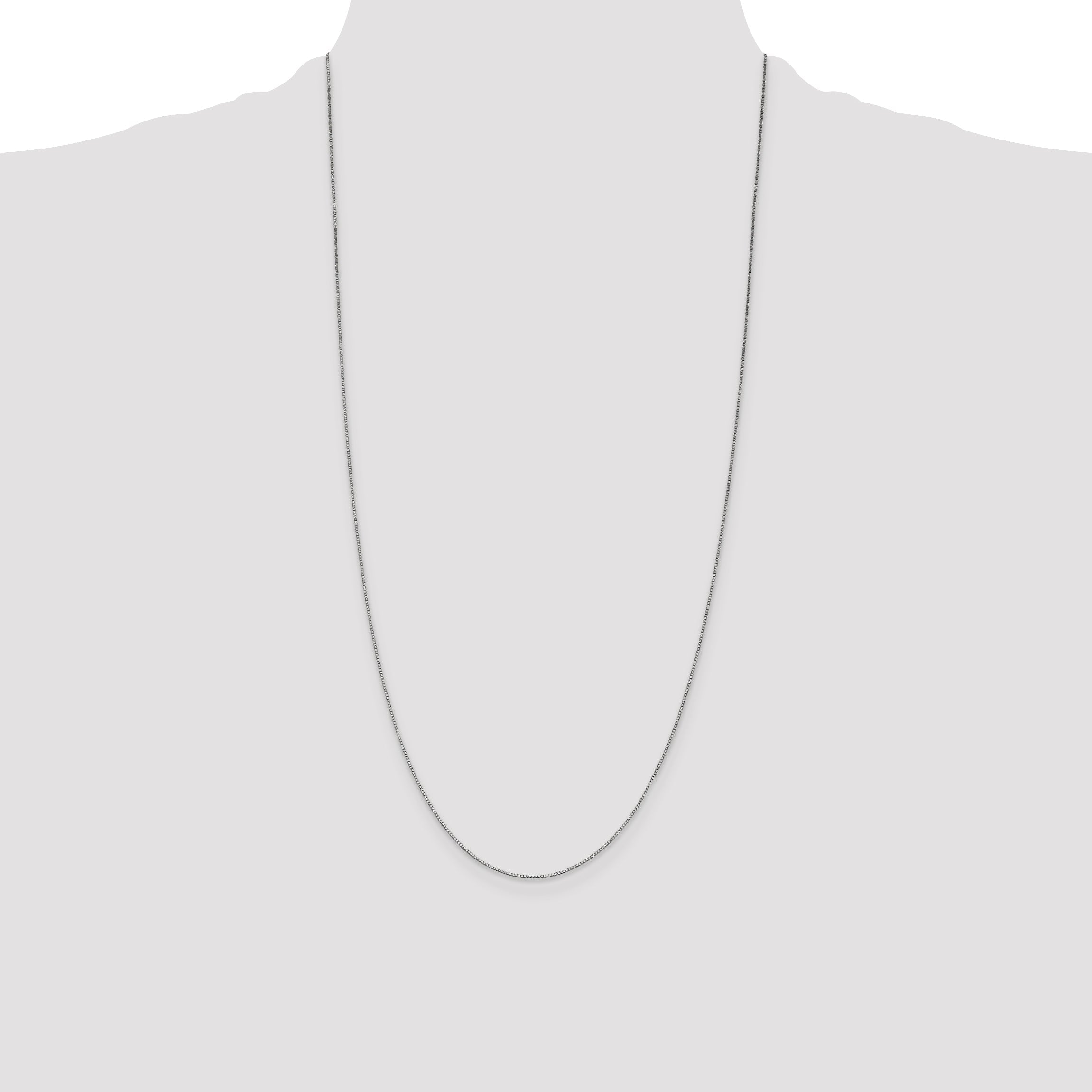 14K White Gold 28 Inch .7mm Box With Lobster Clasp Chain Necklace