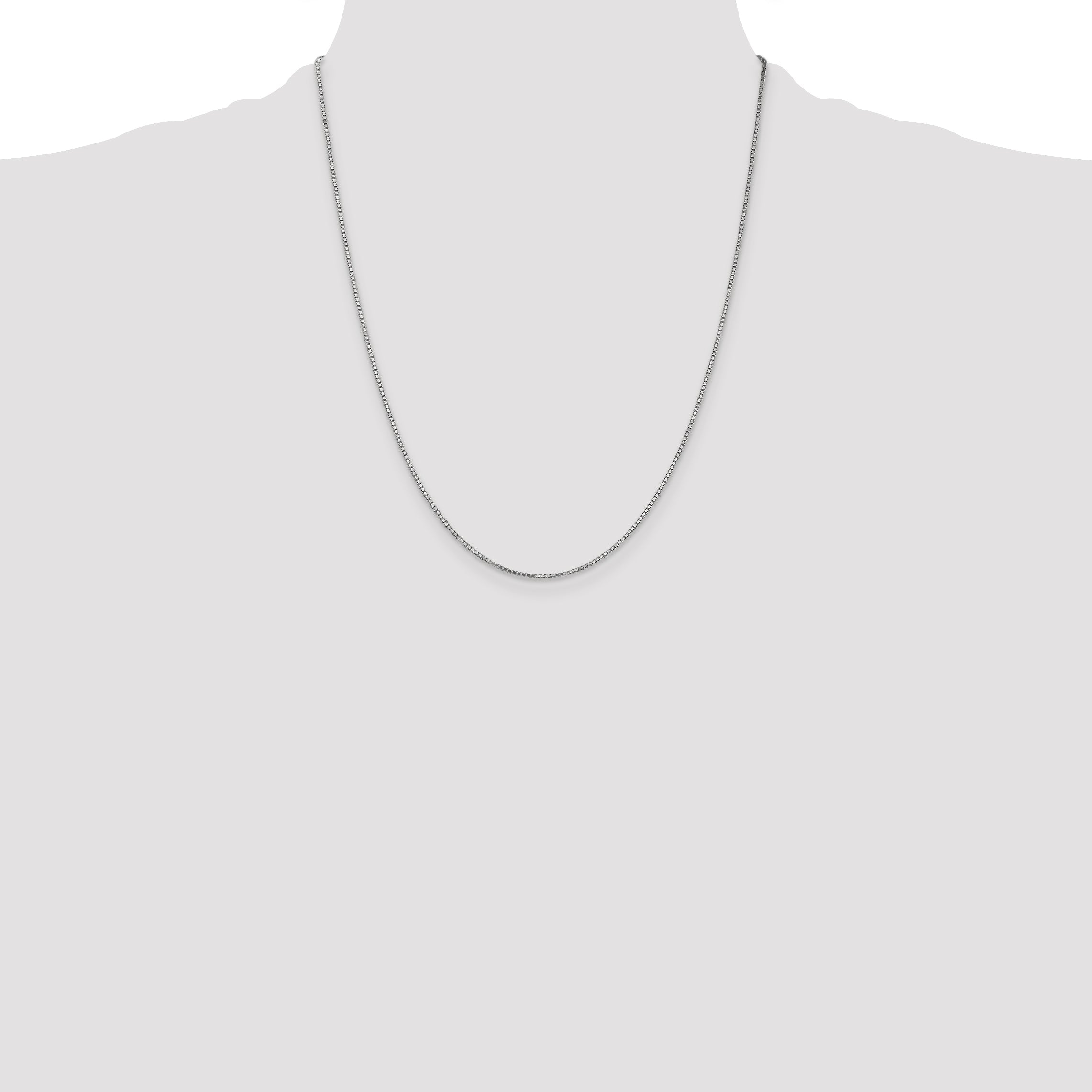 14K White Gold 22 Inch 1.1mm Box With Lobster Clasp Chain Necklace