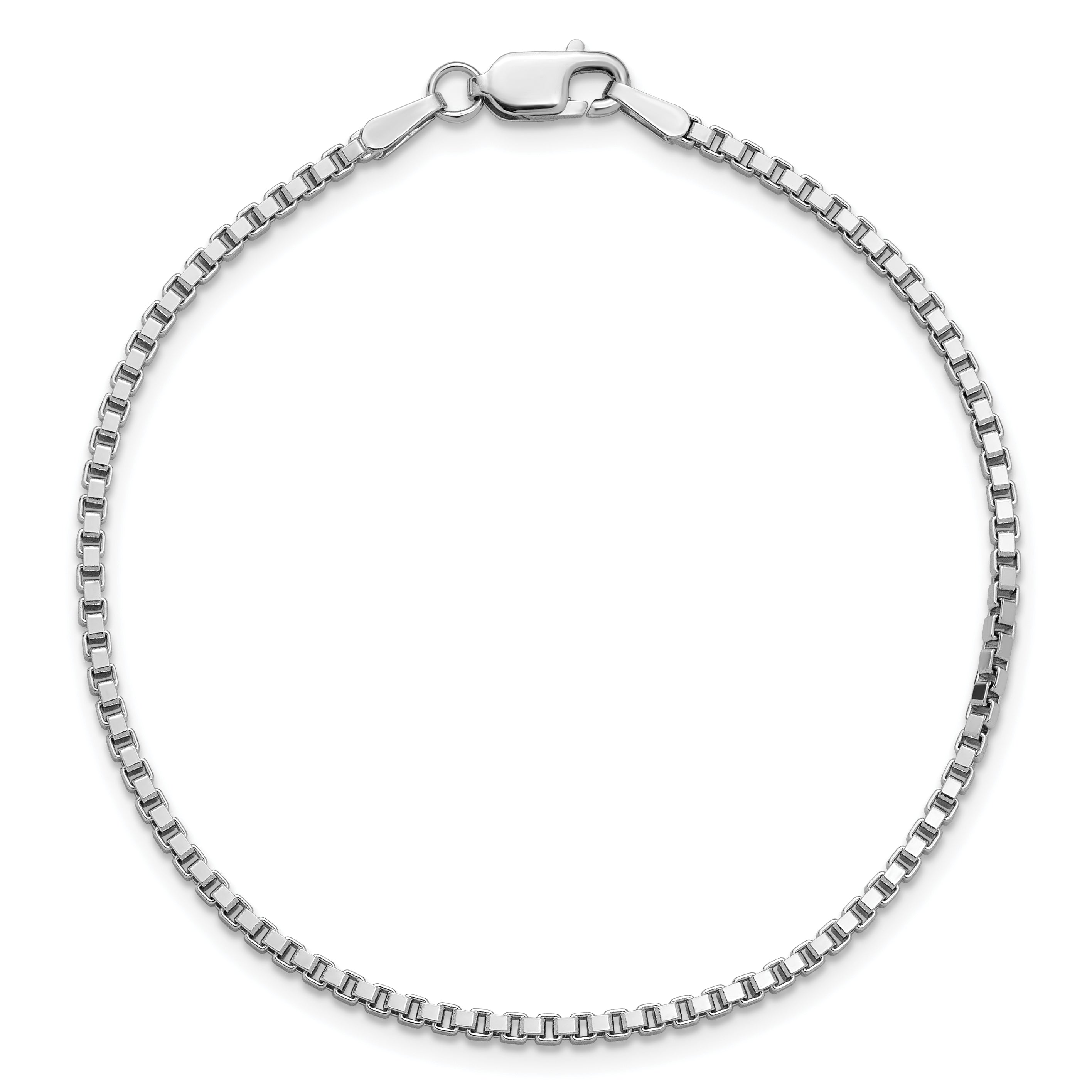 14K White Gold 7 Inch 1.9mm Box With Lobster Clasp Bracelet