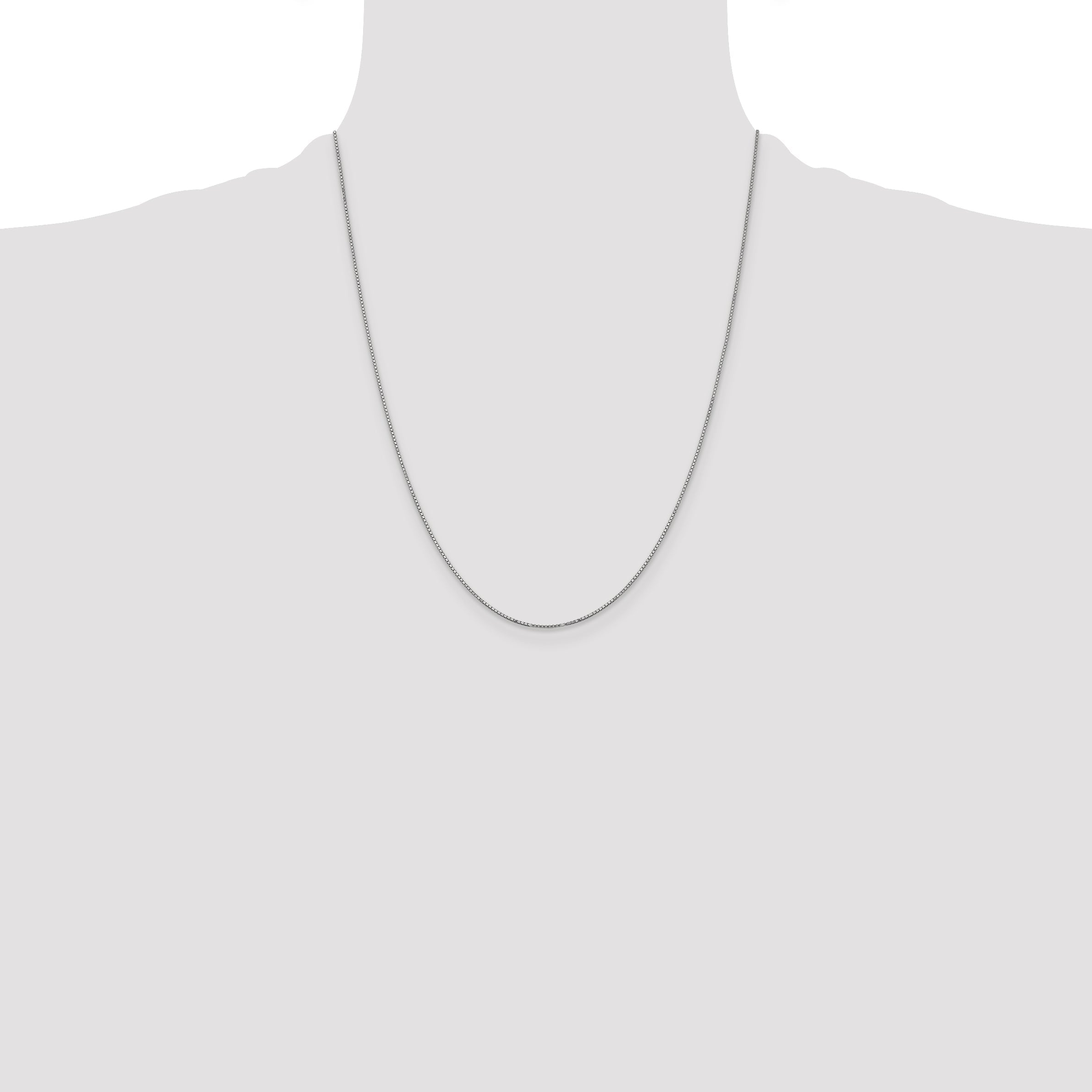 14K White Gold 22 Inch .9mm Box With Spring Ring Clasp Chain Necklace