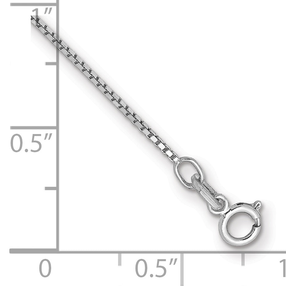 14K White Gold 7 Inch .9mm Box With Spring Ring Clasp Bracelet