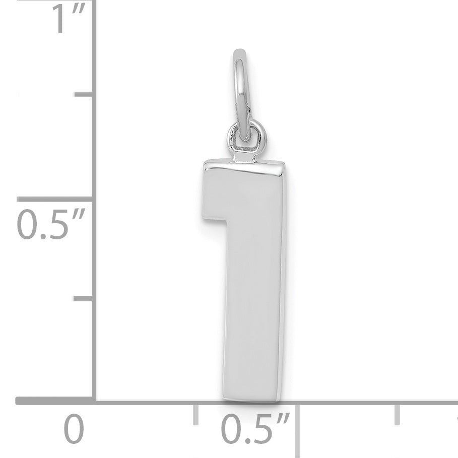14k White Gold 14kw Medium Polished Number 1 Charm