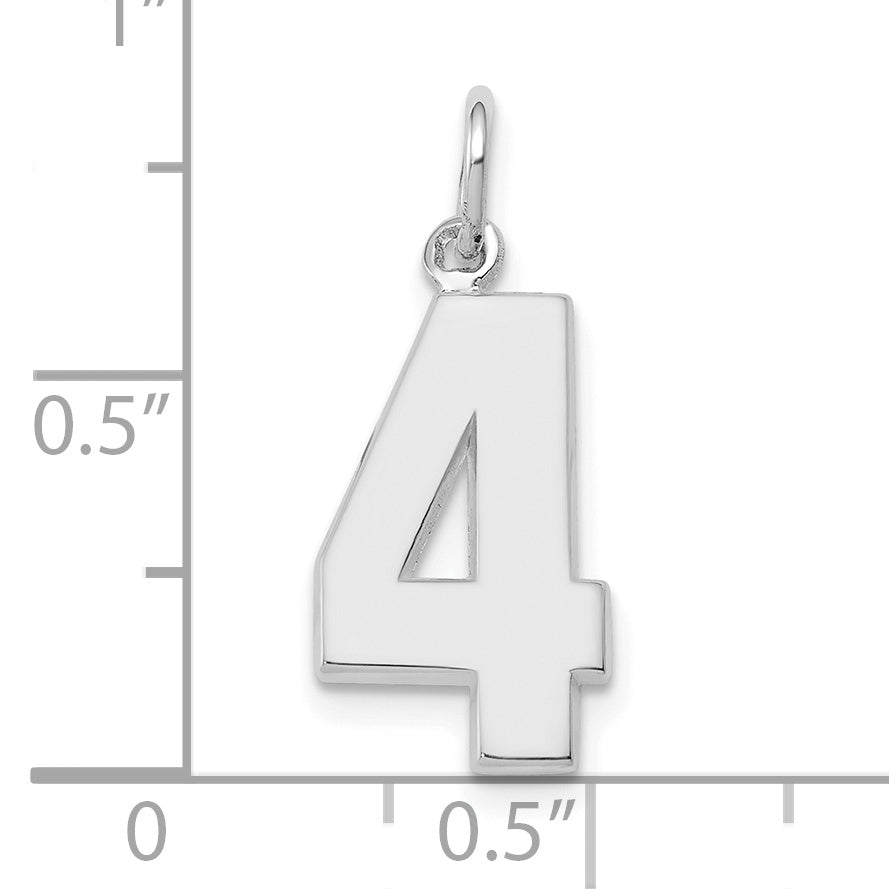 14k White Gold 14kw Medium Polished Number 4 Charm