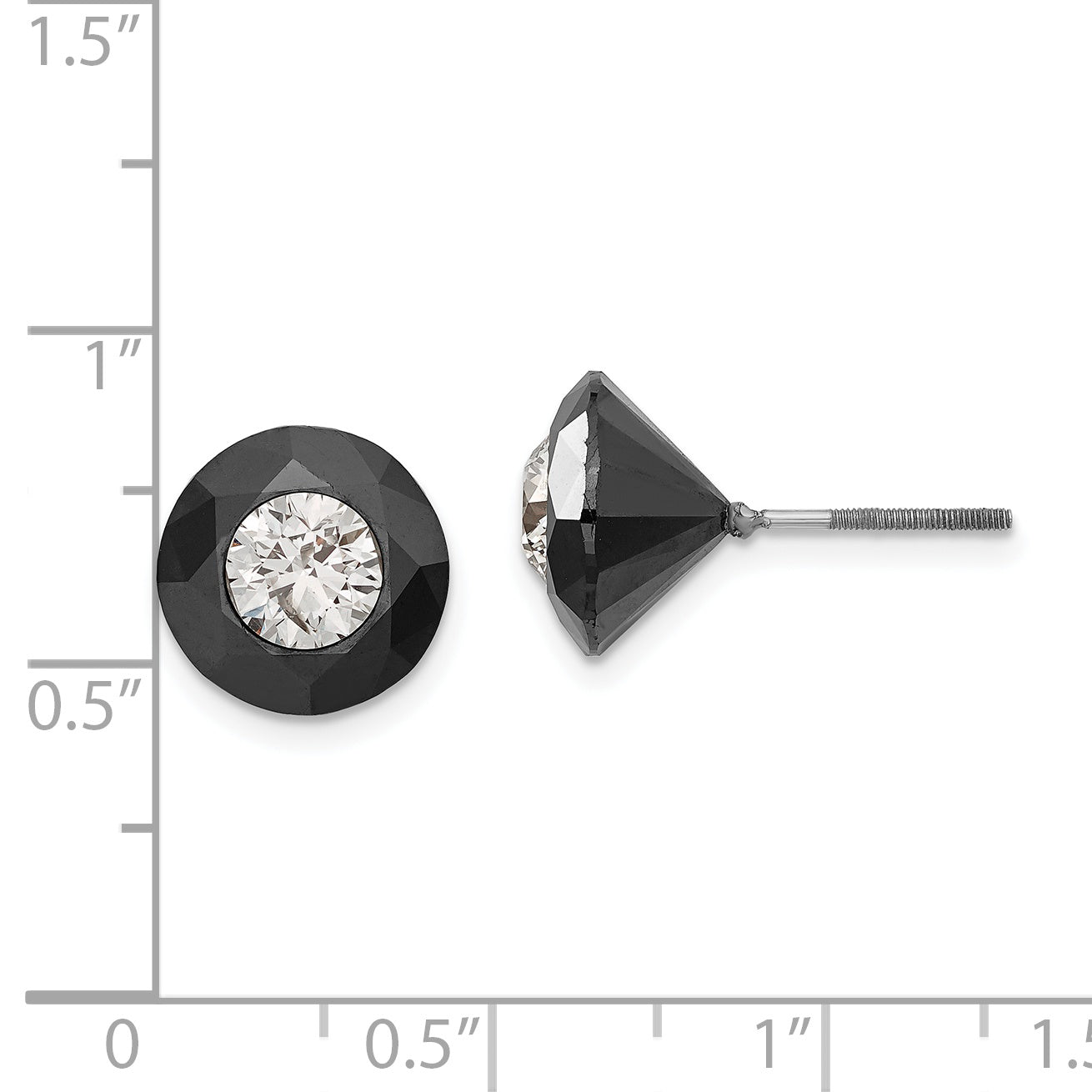 14K White Gold Night 8.50Ct. Black & Aa Diamond Stud Earrings