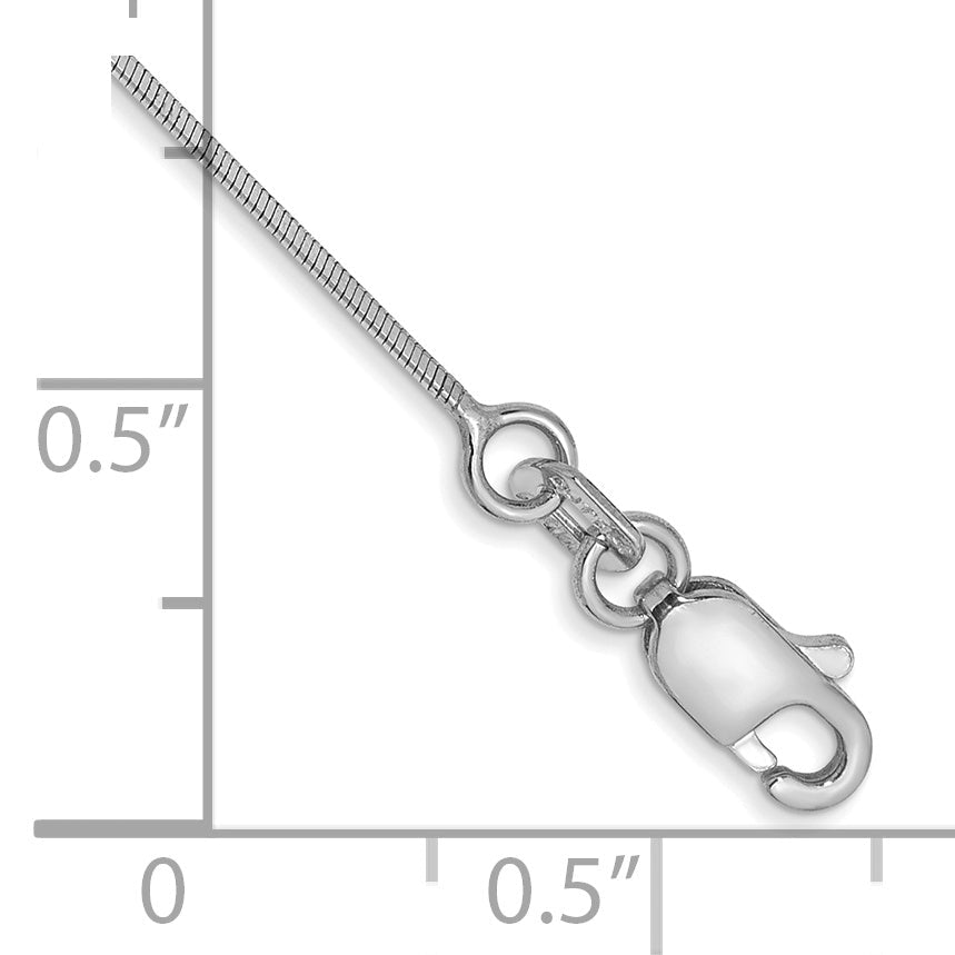 14K White Gold 7 Inch .6mm Octagonal Snake With Lobster Clasp Bracelet