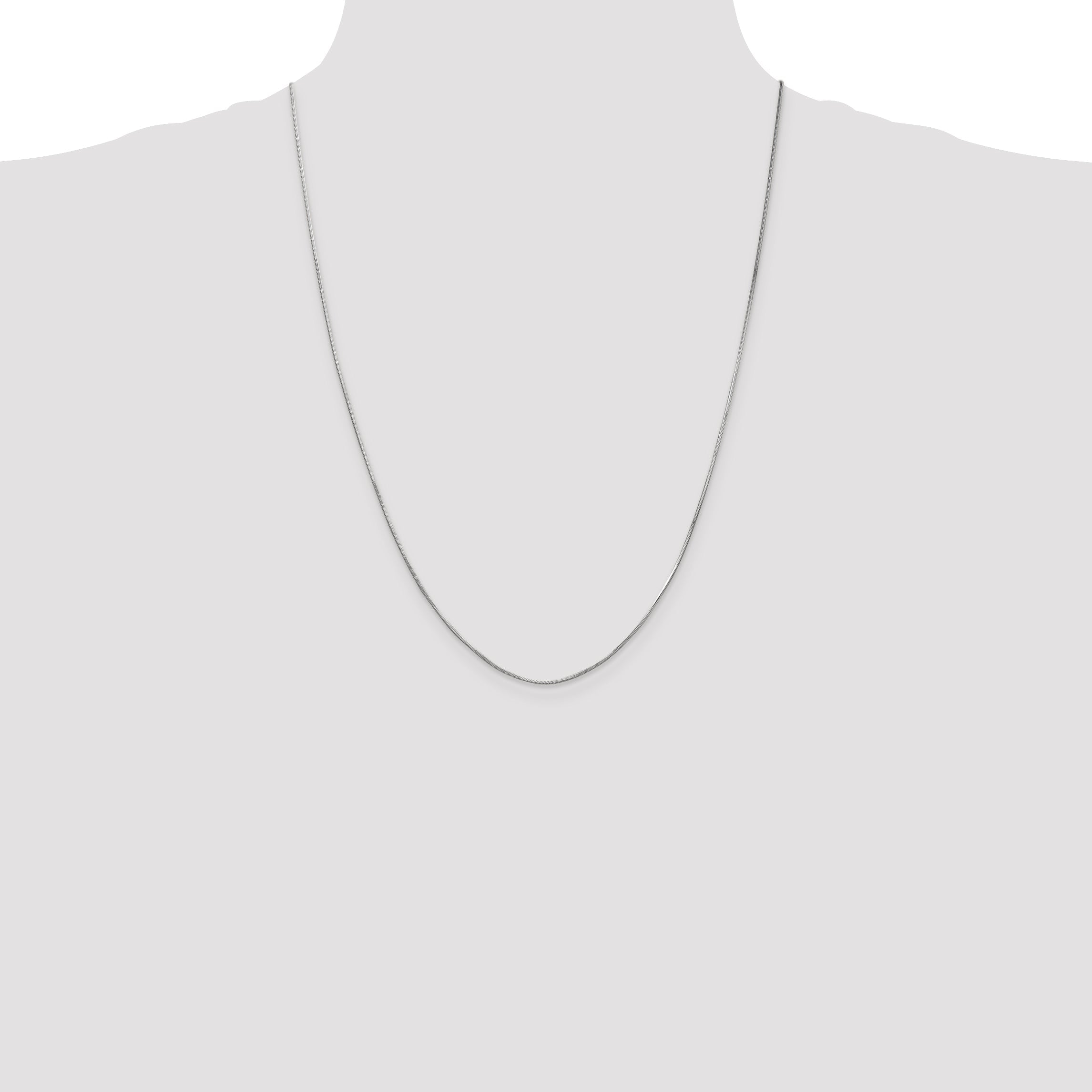 14K White Gold 24 Inch .8mm Octagonal Snake With Lobster Clasp Chain Necklace