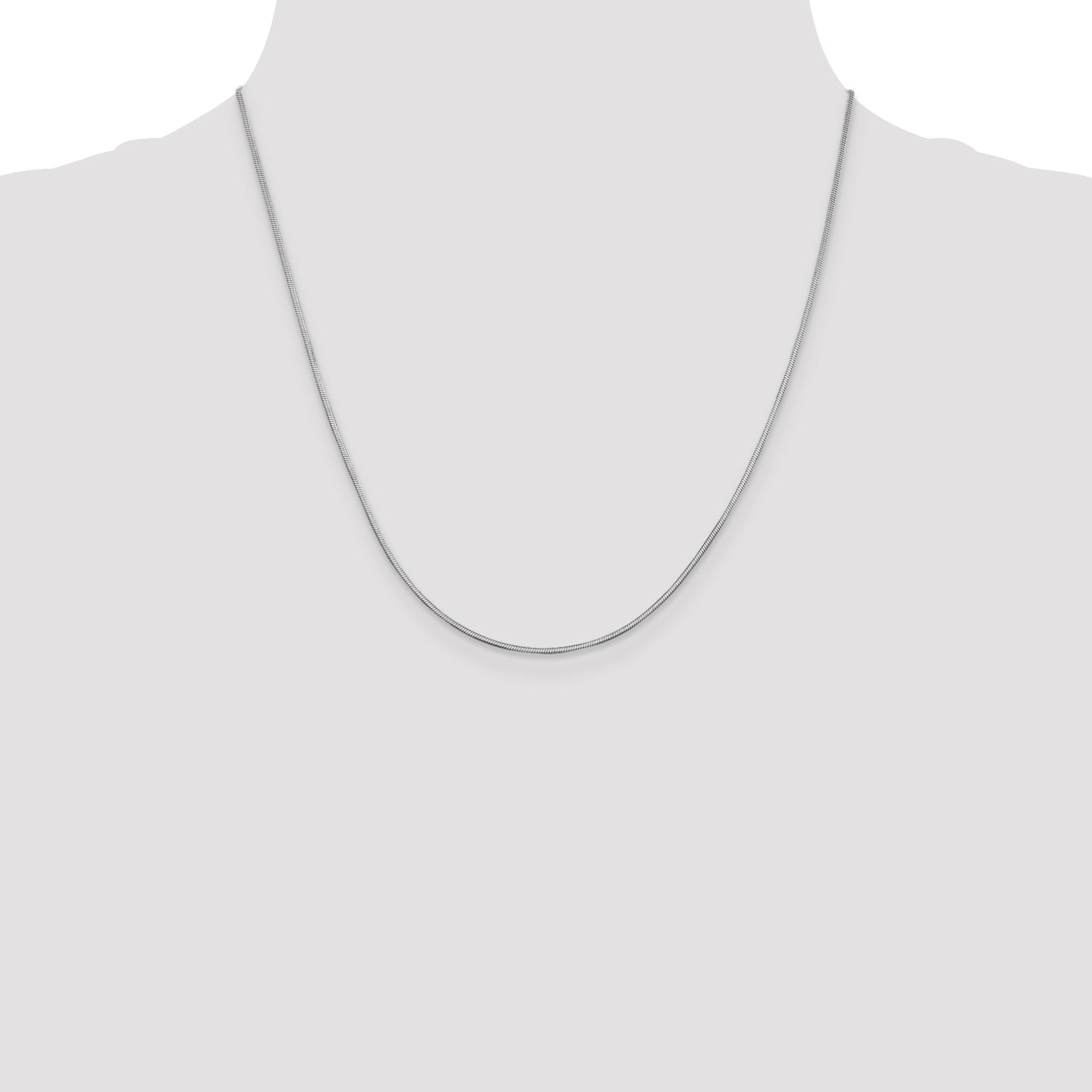 14K White Gold 20 Inch 1mm Octagonal Snake With Lobster Clasp Chain Necklace