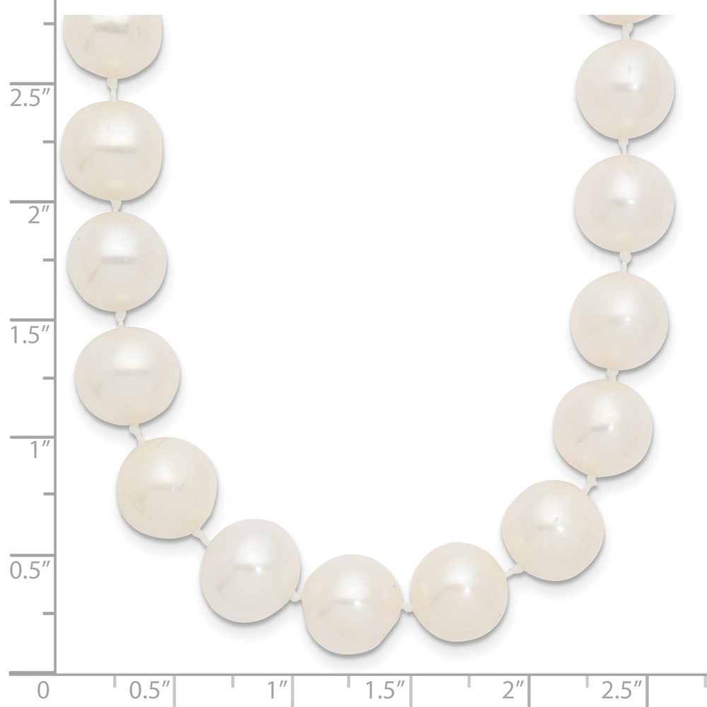 14K Yellow Gold 10 11mm White Near Round Freshwater Cultured Pearl 16 Inch Necklace