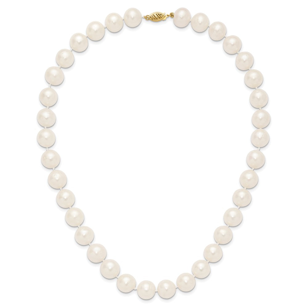 14K Yellow Gold 11 12mm White Near Round Freshwater Cultured Pearl 28 Inch Necklace