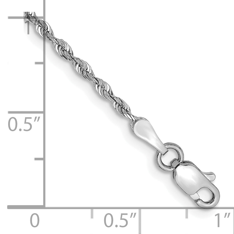 14K White Gold 7 Inch 1.85mm Diamond Cut Quadruple Rope Lobster Clasp Chain Bracelet