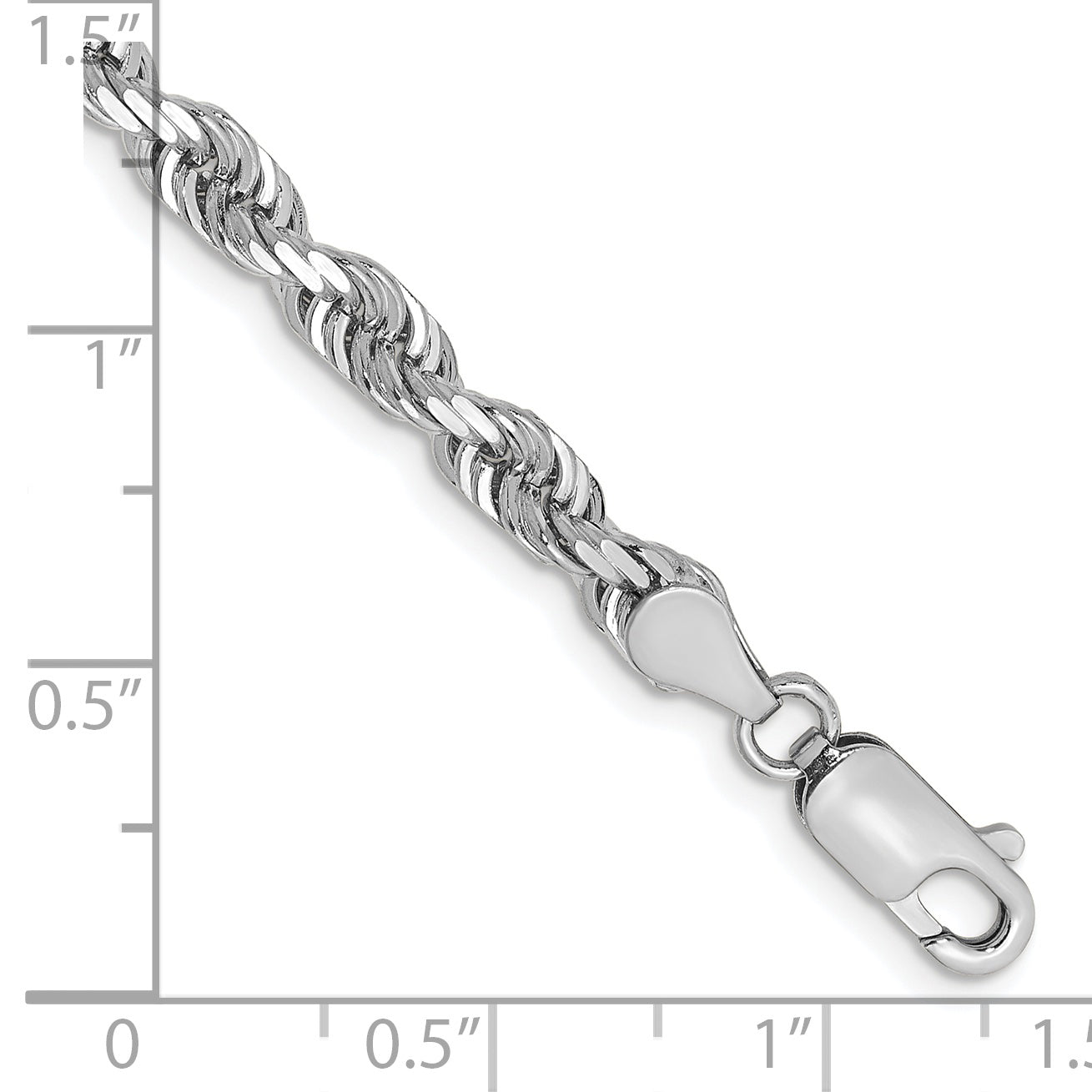 14K White Gold 7 Inch 4.5mm Diamond Cut Quadruple Rope Lobster Clasp Chain Bracelet
