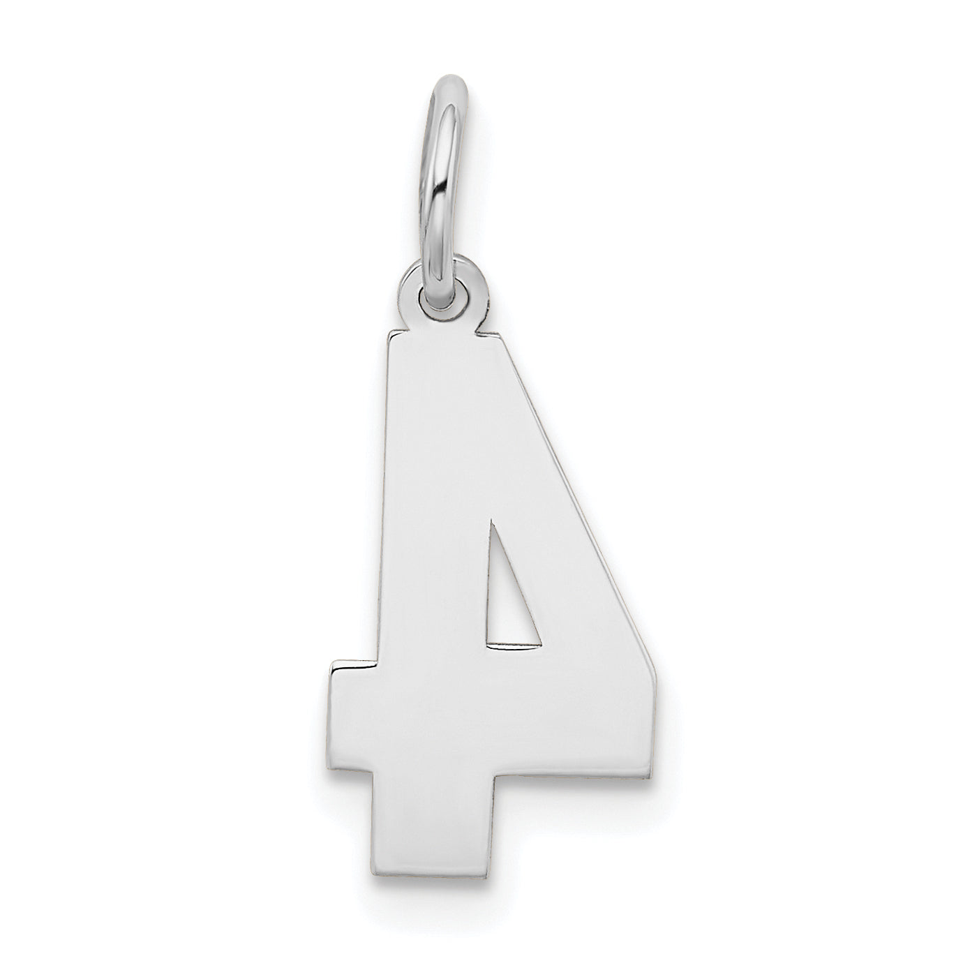 14k White Gold 14kw Medium Satin Number 4 Charm