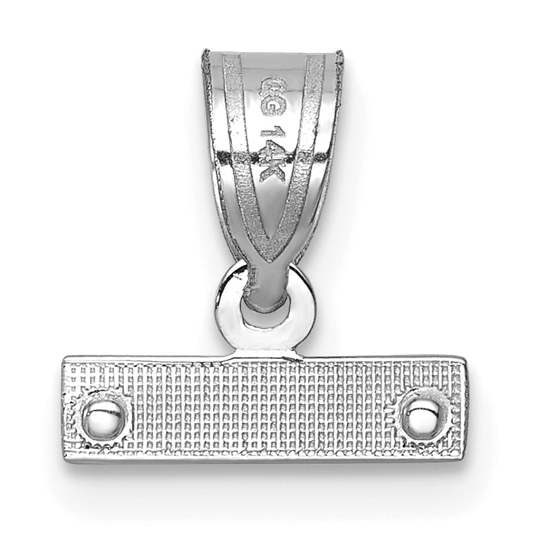 14k White Gold 14kw Small Brushed Diamond-cut Number Top Charm