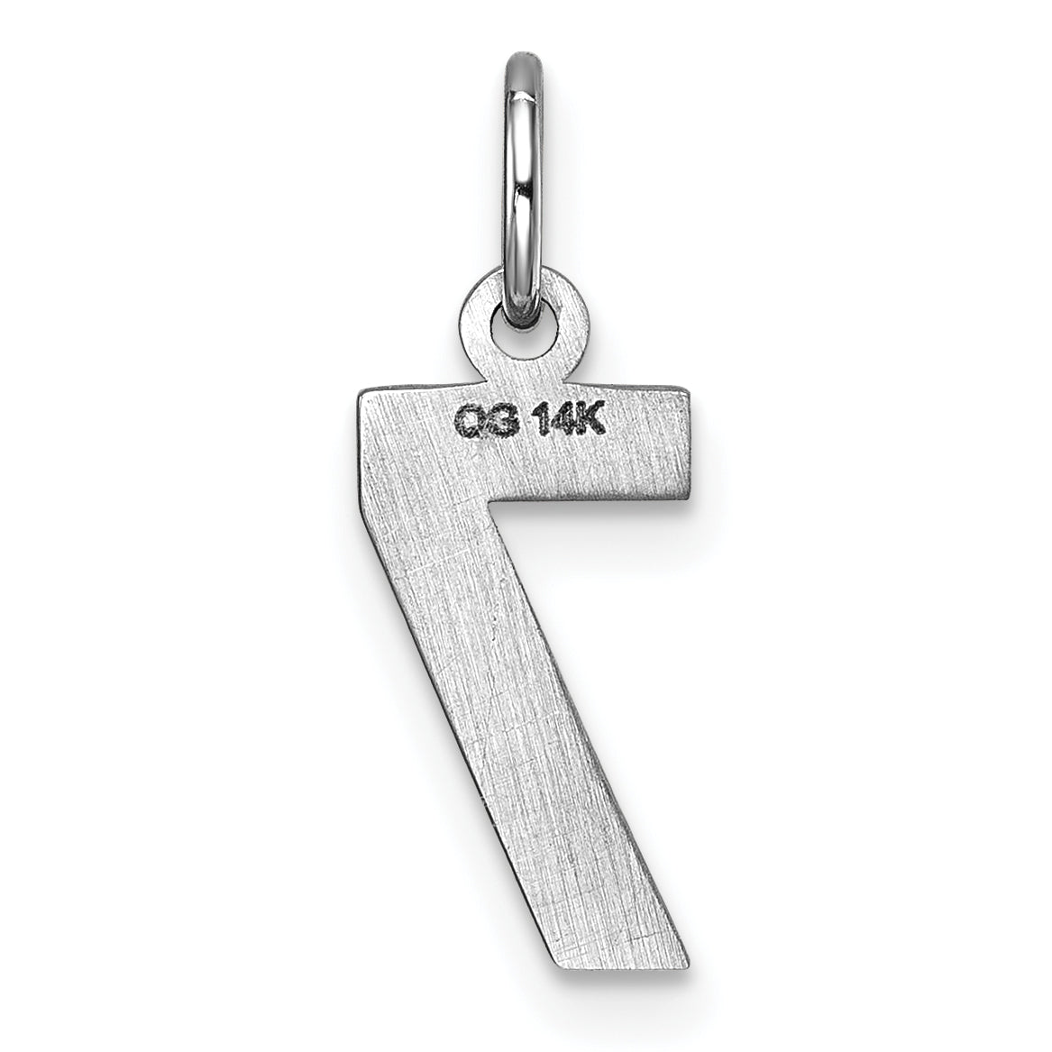 14k White Gold 14kw Small Brushed Diamond-cut Number 7 Charm