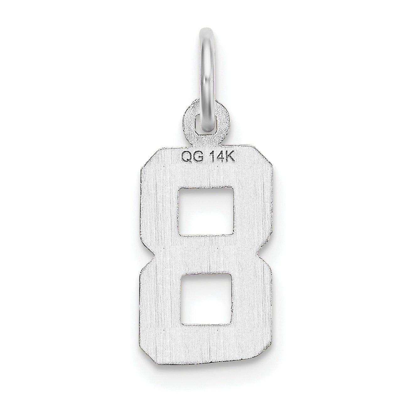 14k White Gold 14kw Small Brushed Diamond-cut Number 8 Charm