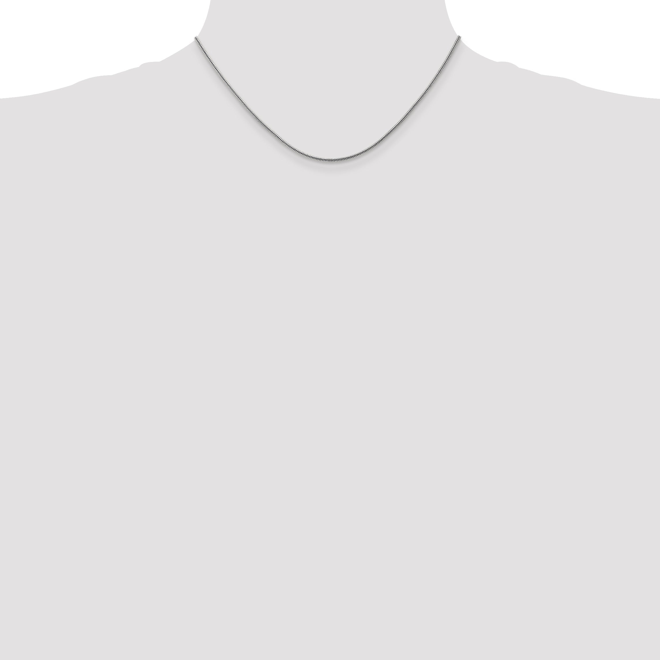 14K White Gold 16 Inch 1.6mm Round Snake Lobster Clasp Chain Necklace