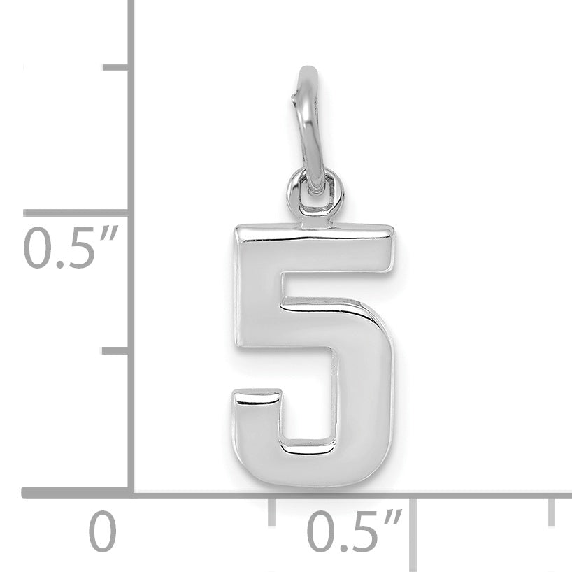 14k White Gold 14kw Small Polished Number 5 Charm