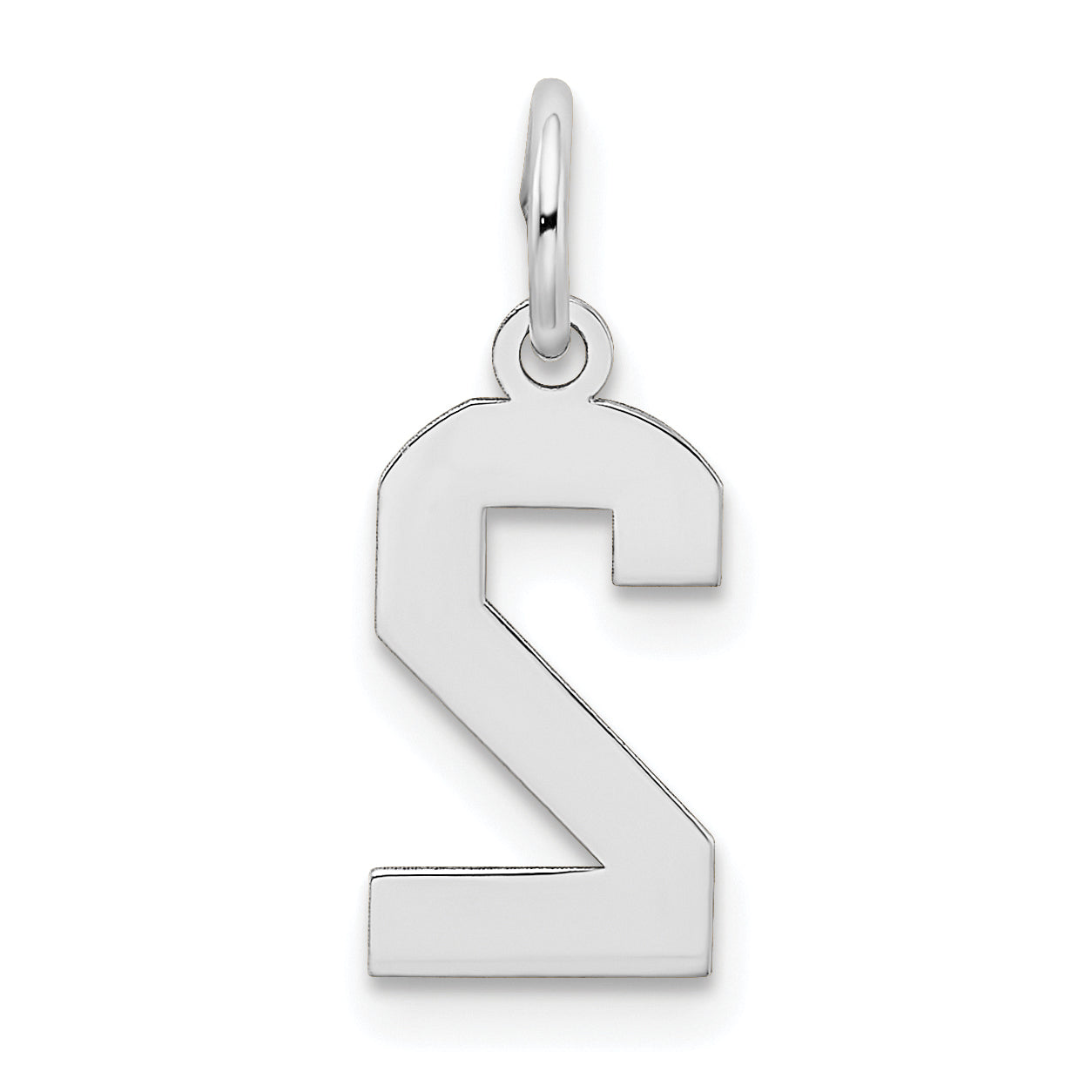 14k White Gold 14kw Small Satin Number 2 Charm