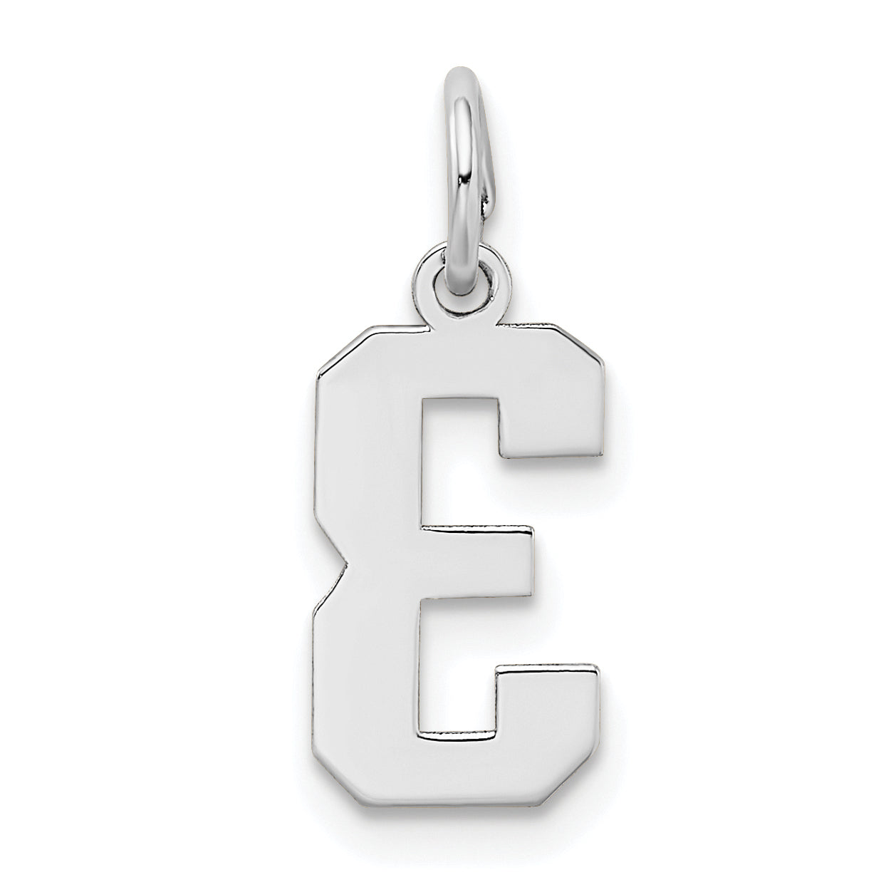 14k White Gold 14kw Small Satin Number 3 Charm