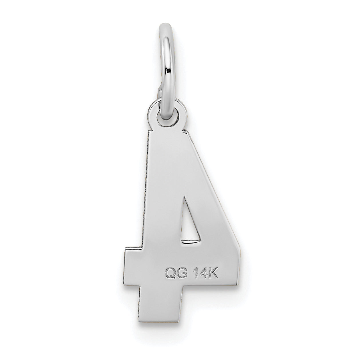 14k White Gold 14kw Small Satin Number 4 Charm