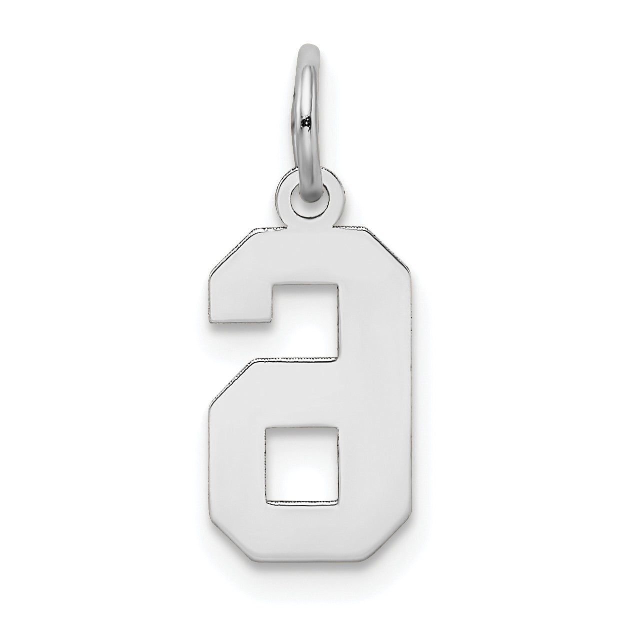 14k White Gold 14kw Small Satin Number 6 Charm