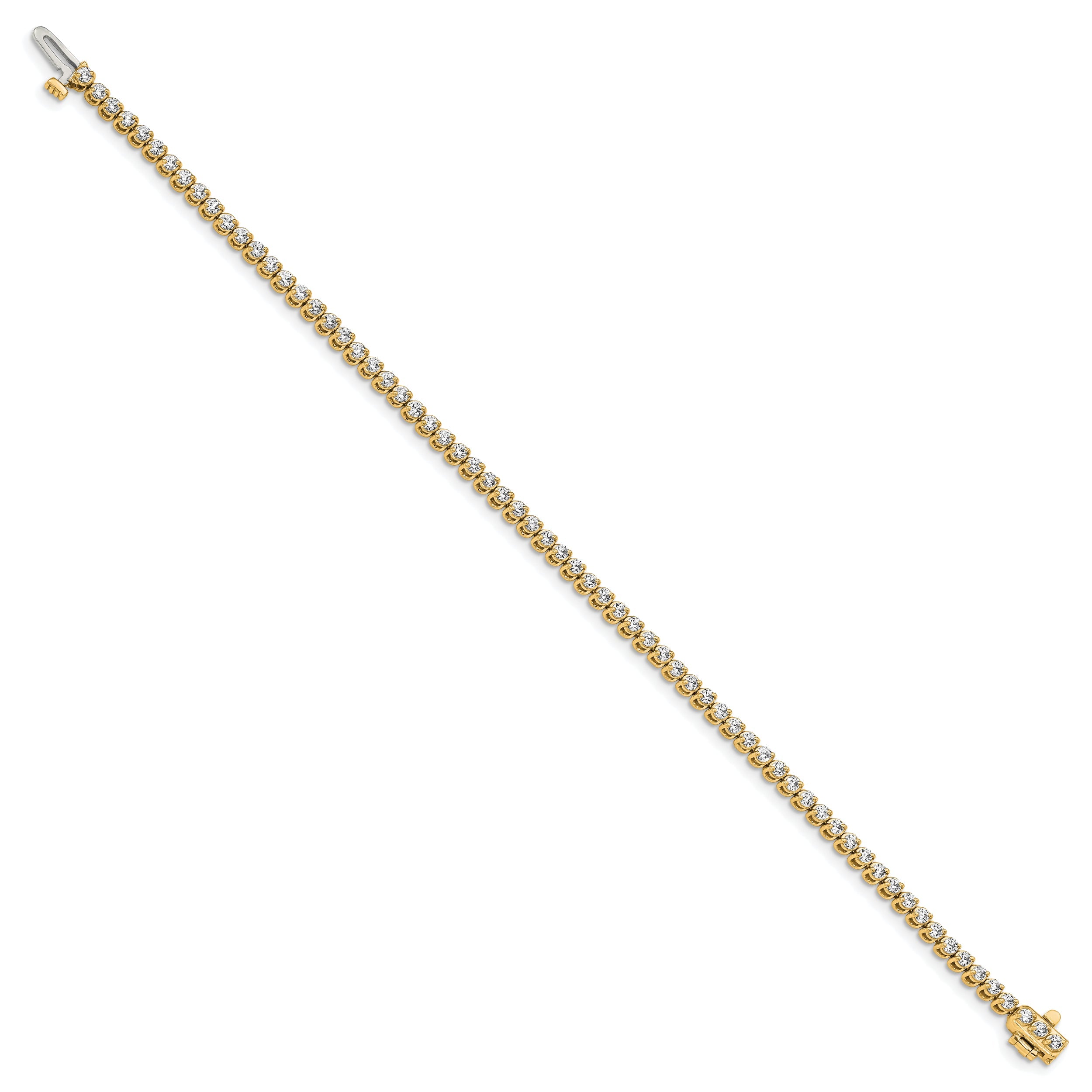 14K Yellow Gold Complete1.9 Carat Round Vs Diamond 2 Prong 7 Inch Tennis Bracelet
