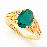 14K Yellow Gold 9X7mm Oval Mount St. Helens Aa Diamond Ring