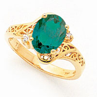 14K Yellow Gold 9X7mm Oval Mount St. Helens Aaa Diamond Ring