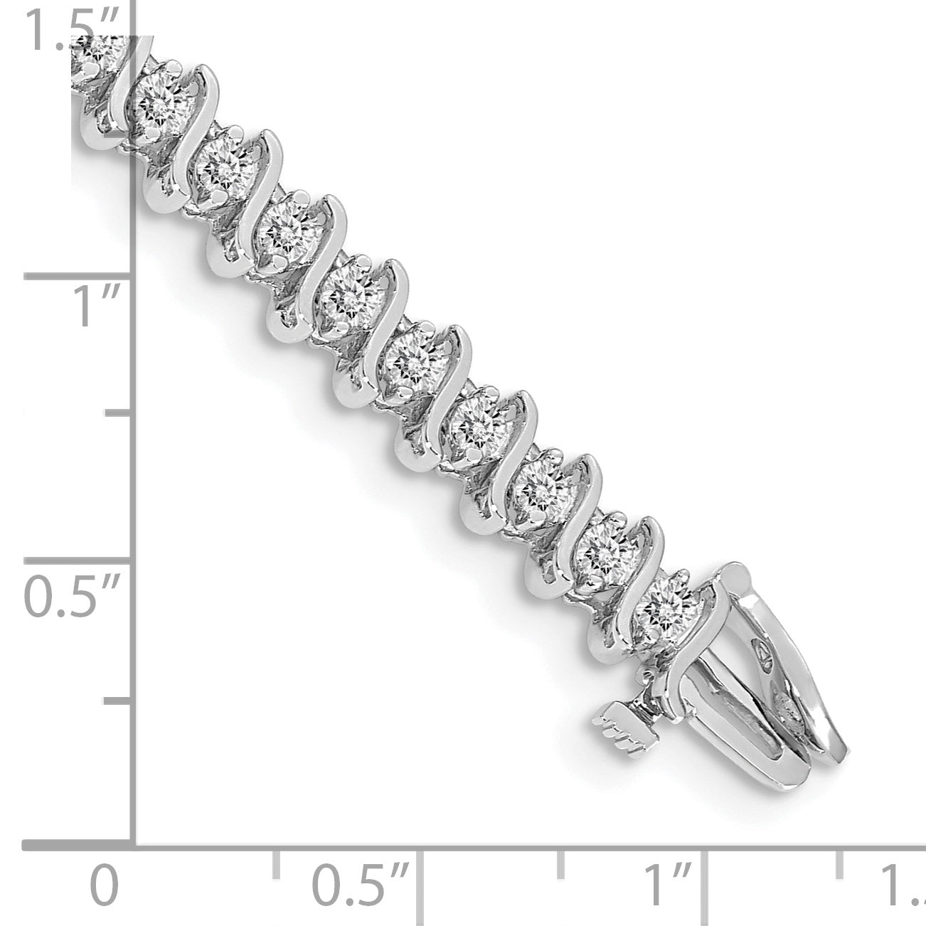 14K White Gold Complete 3.08 Carat Round A Diamond 2 Prong S Link 7 Inch Tennis Bracelet