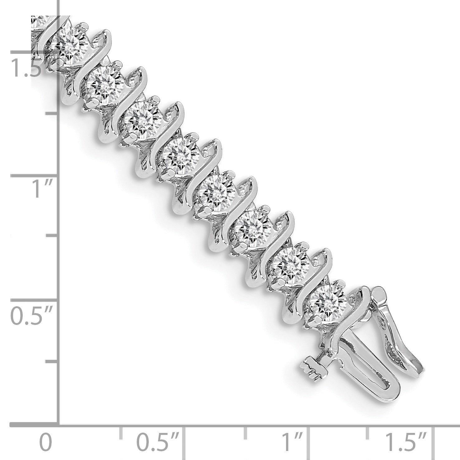 14K White Gold Complete 7.19 Carat Round Aa Diamond 2 Prong S Link 7 Inch Tennis Bracelet