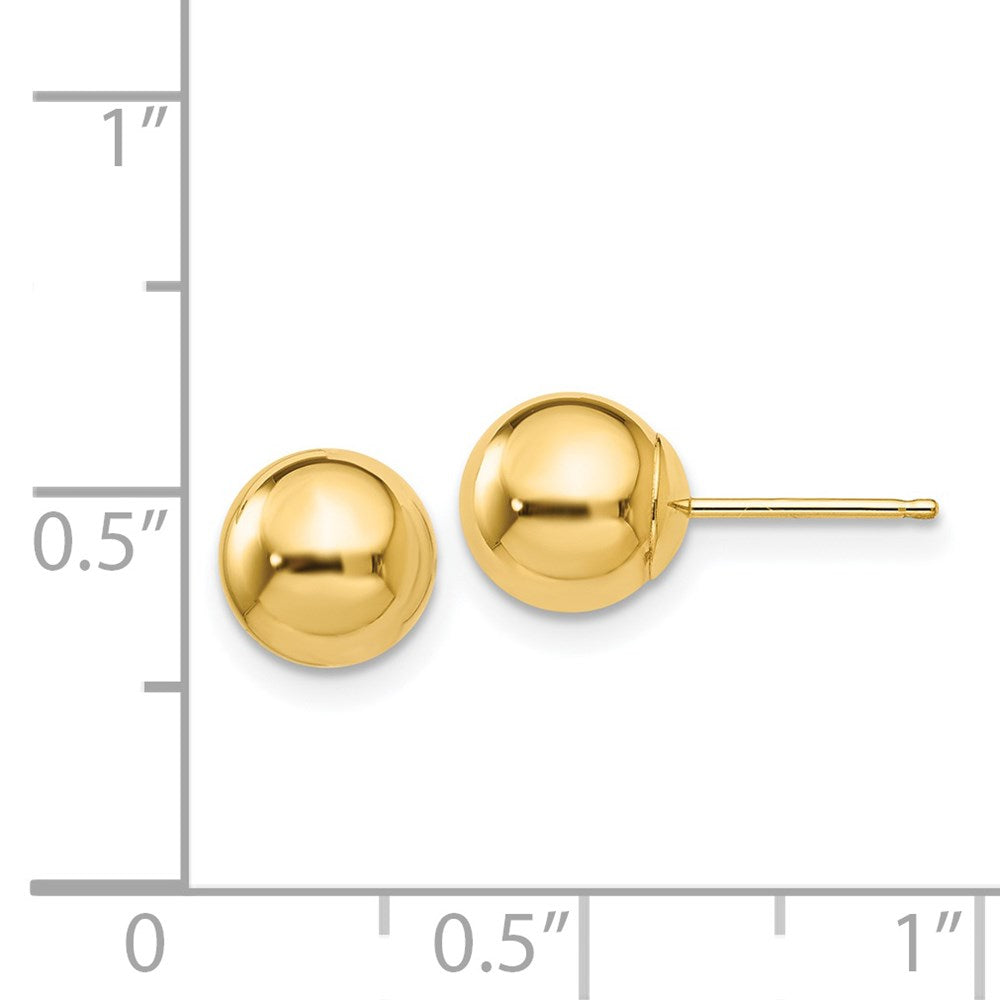 14K Yellow Gold Polished 7mm Ball Post Earrings