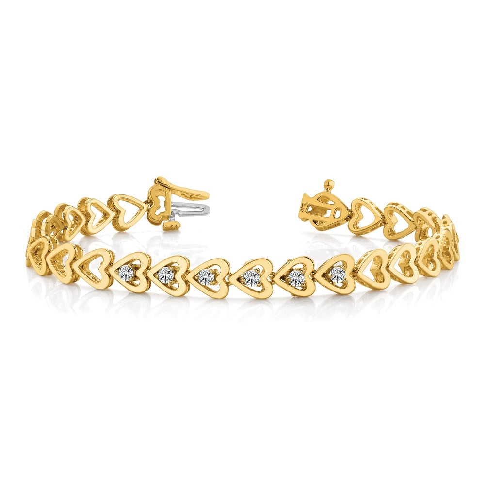 14K Yellow Gold Holds 25 Stones Up To 2.75mm Heart Shaped Add A Diamond 7 Inch Bracelet