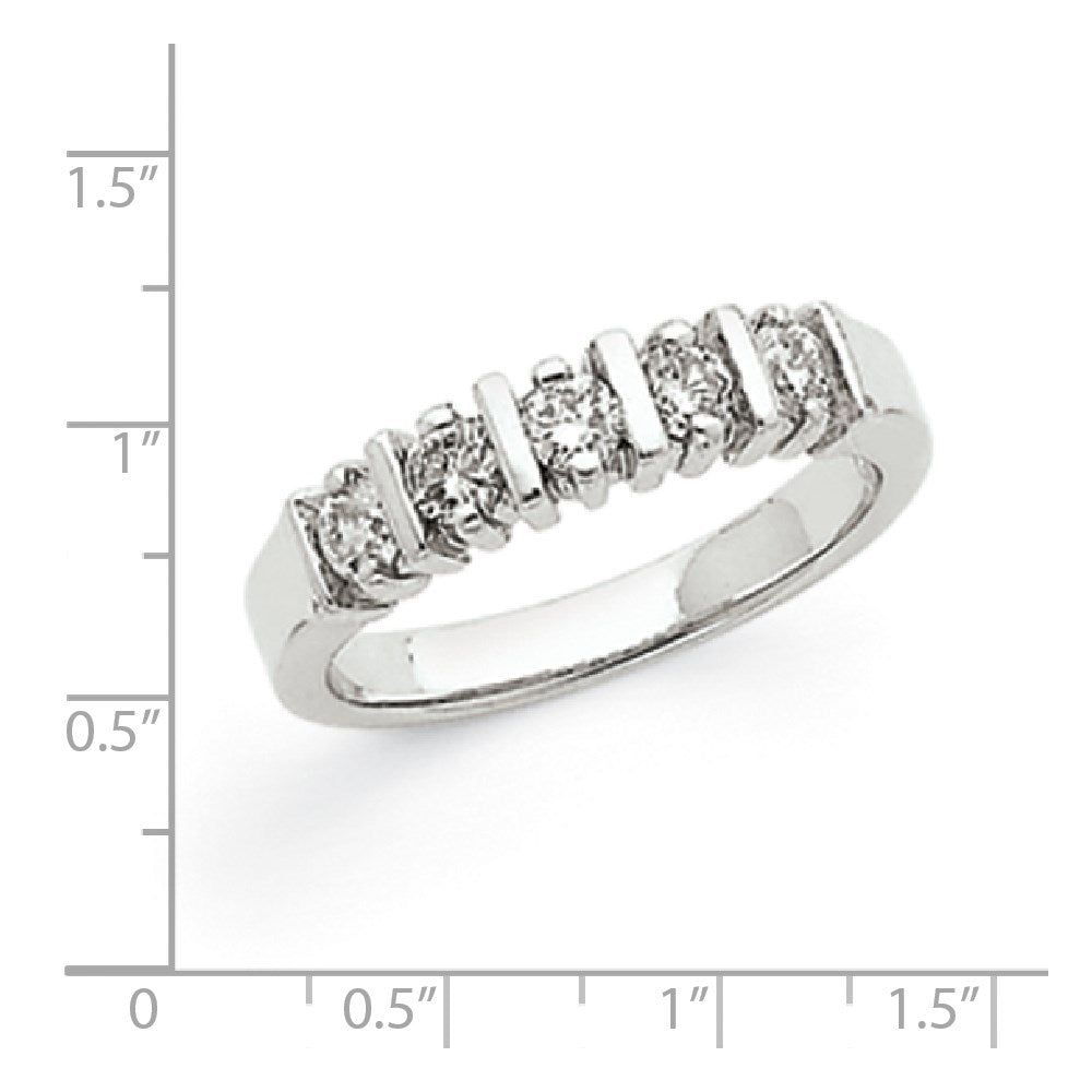 14k White Gold AAA Real Diamond 5-Stone Ring