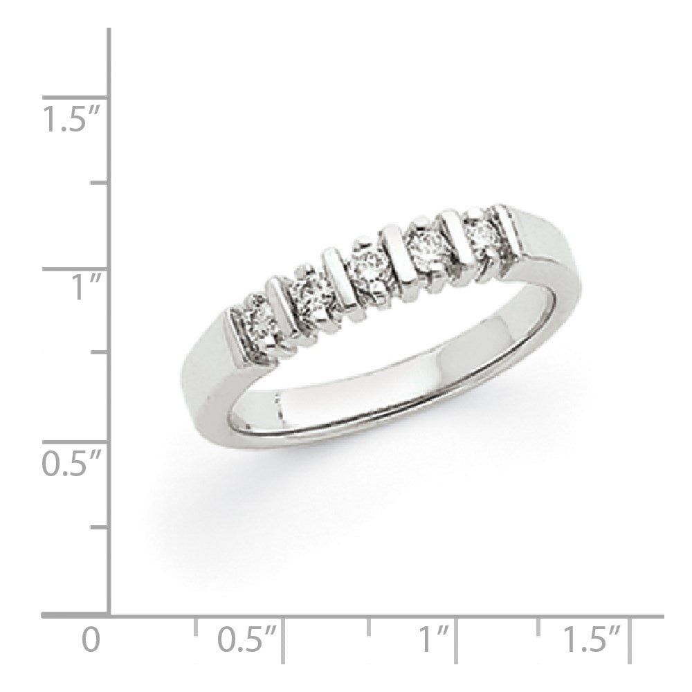 14k White Gold A Real Diamond 5-Stone Ring