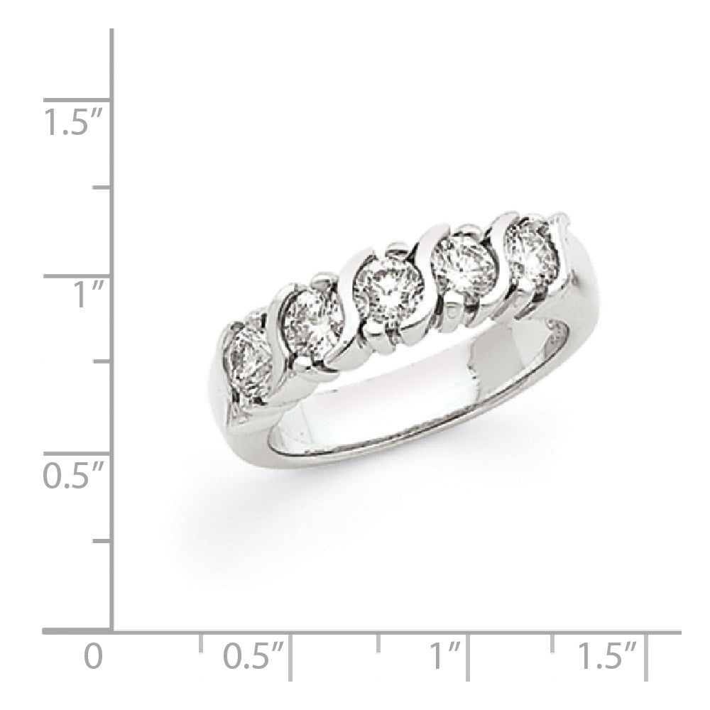 14k White Gold AAA Real Diamond 5-Stone Ring