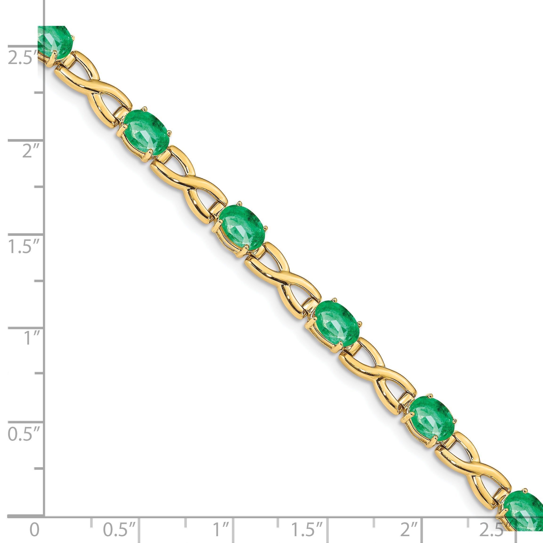 14K Yellow Gold 7X5mm Oval Emerald Bracelet