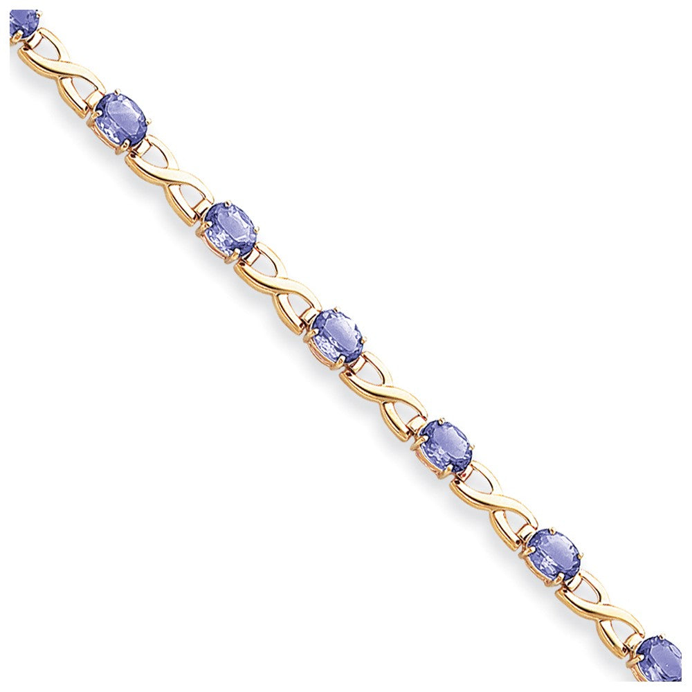 14K Yellow Gold 7X5mm Oval Tanzanite Bracelet