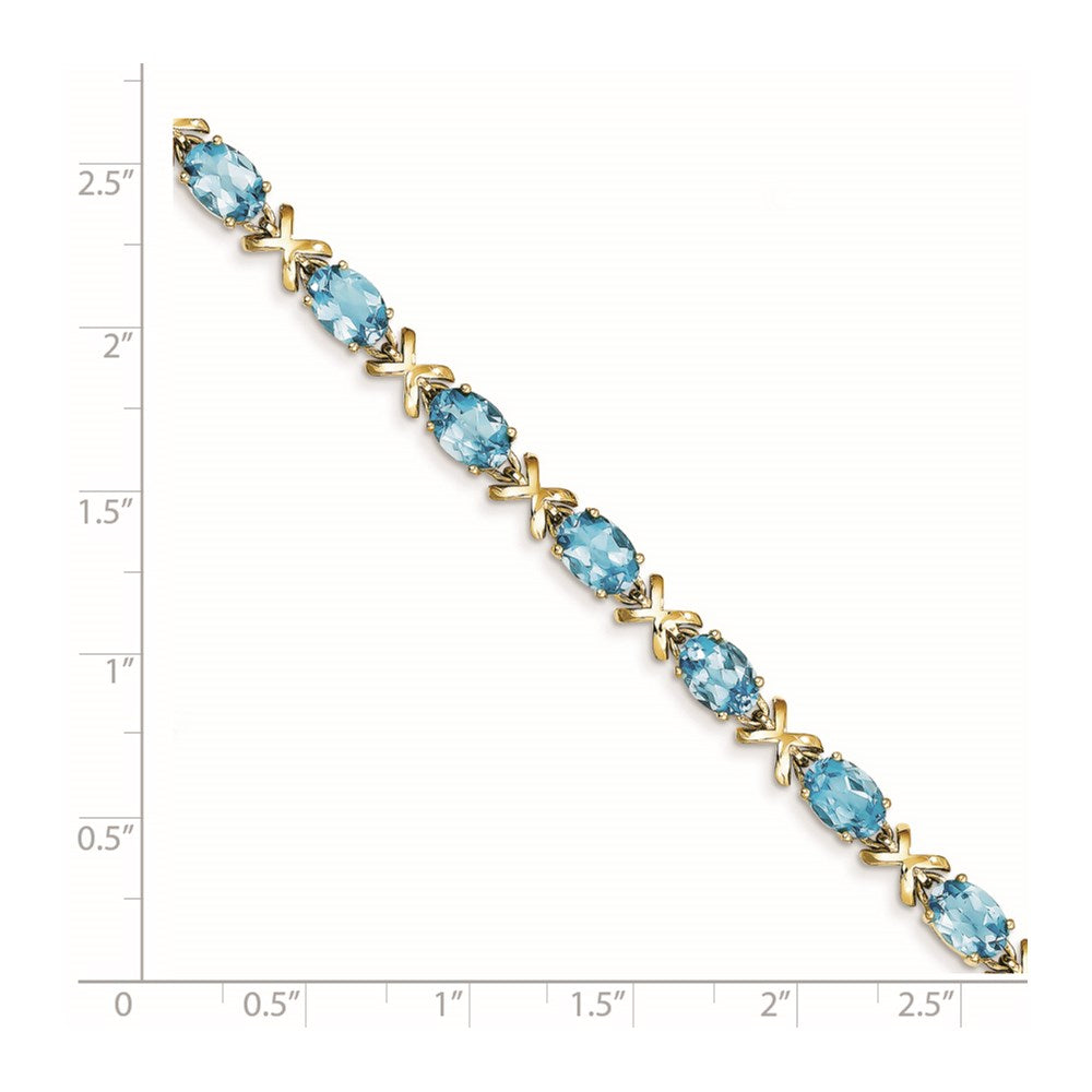 14K Yellow Gold 7X5mm Oval Blue Topaz Bracelet
