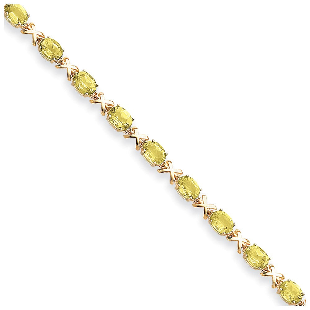 14K Yellow Gold 7X5mm Oval Peridot Bracelet