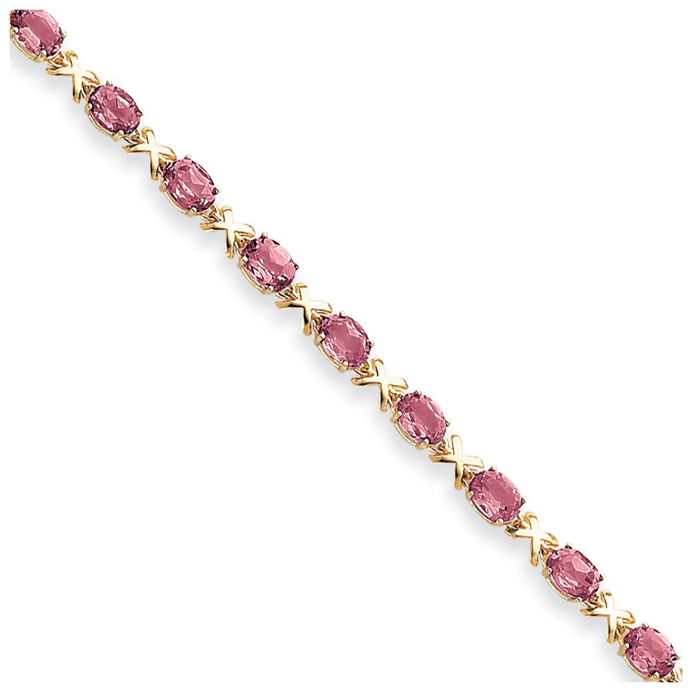 14K Yellow Gold 7X5mm Oval Ruby Bracelet
